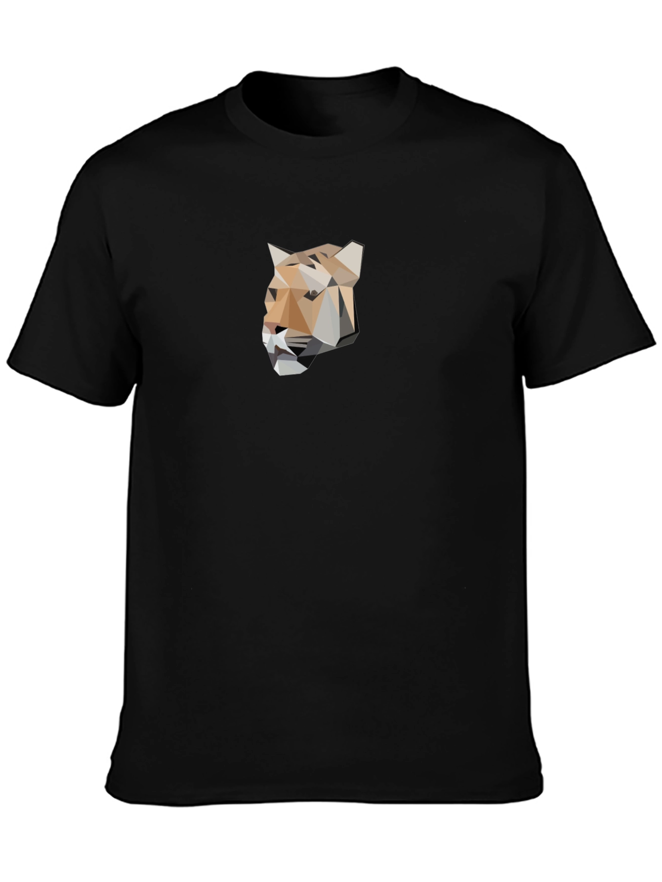 Geometric Cougar Graphic Tee - Stylish Black T-Shirt