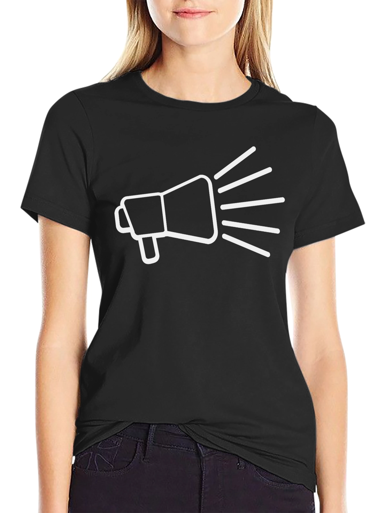 Megaphone Graphic Tee - Black Cotton T-Shirt