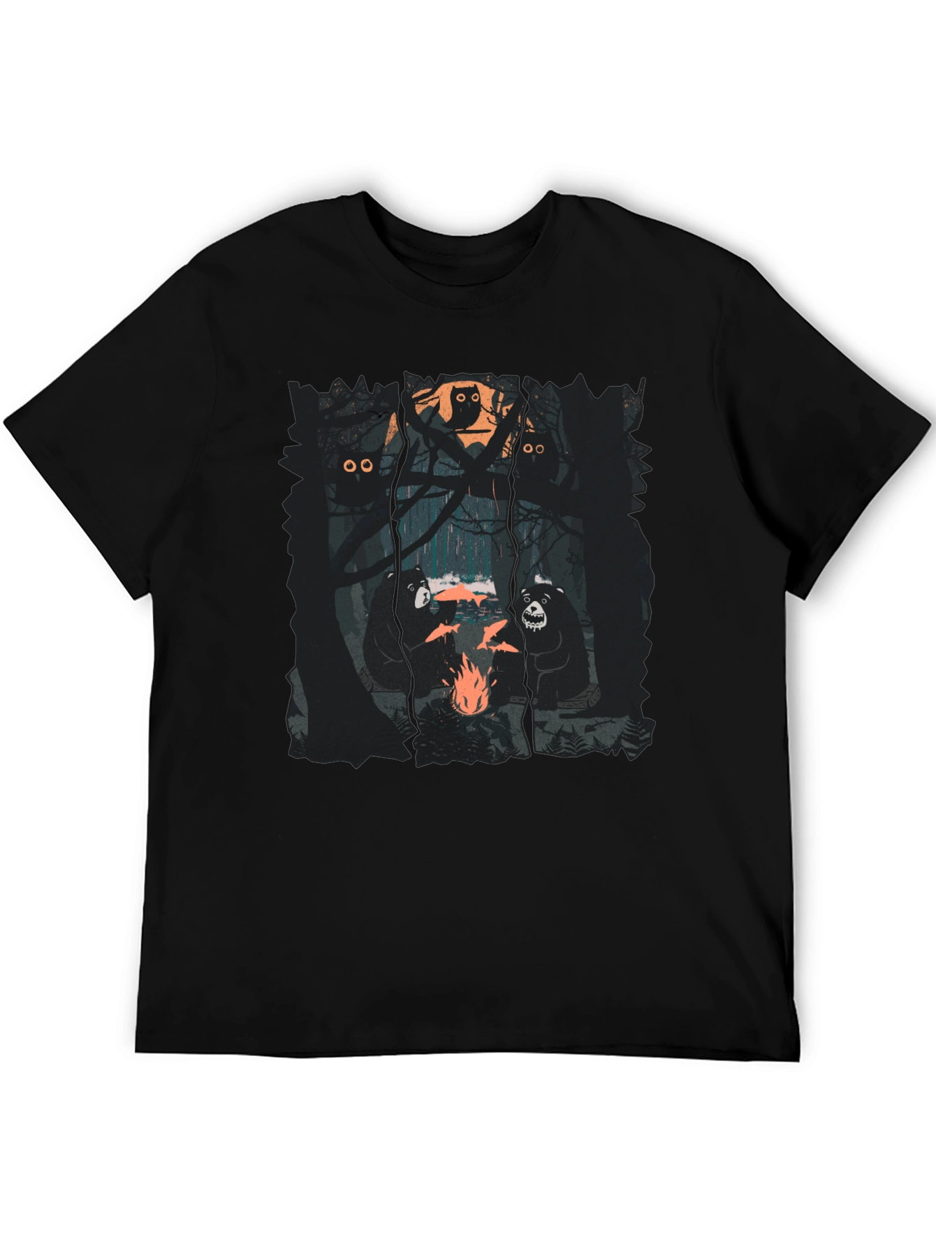 Bear Campfire Graphic Tee - Forest Adventure