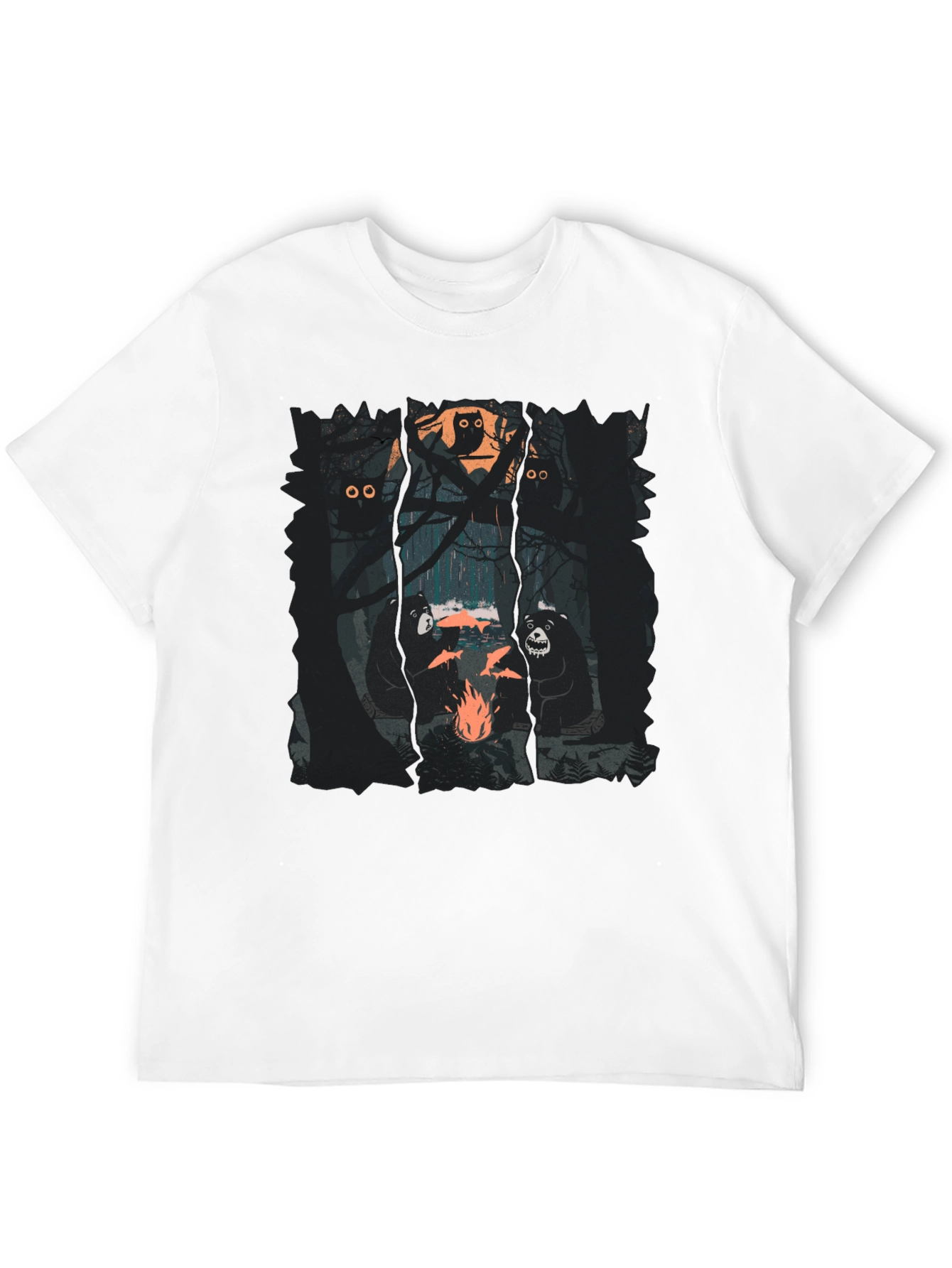 Bear Campfire Graphic Tee - Forest Adventure