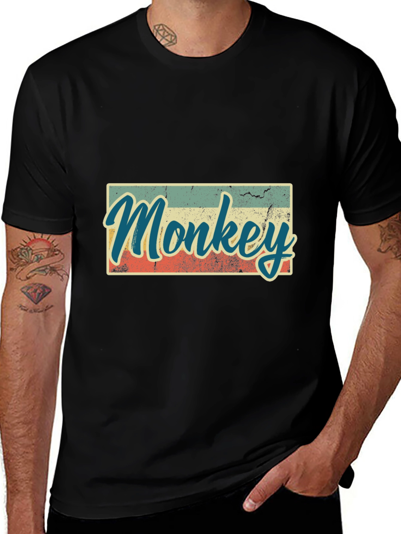 Retro Monkey Graphic T-Shirt - Casual Tee