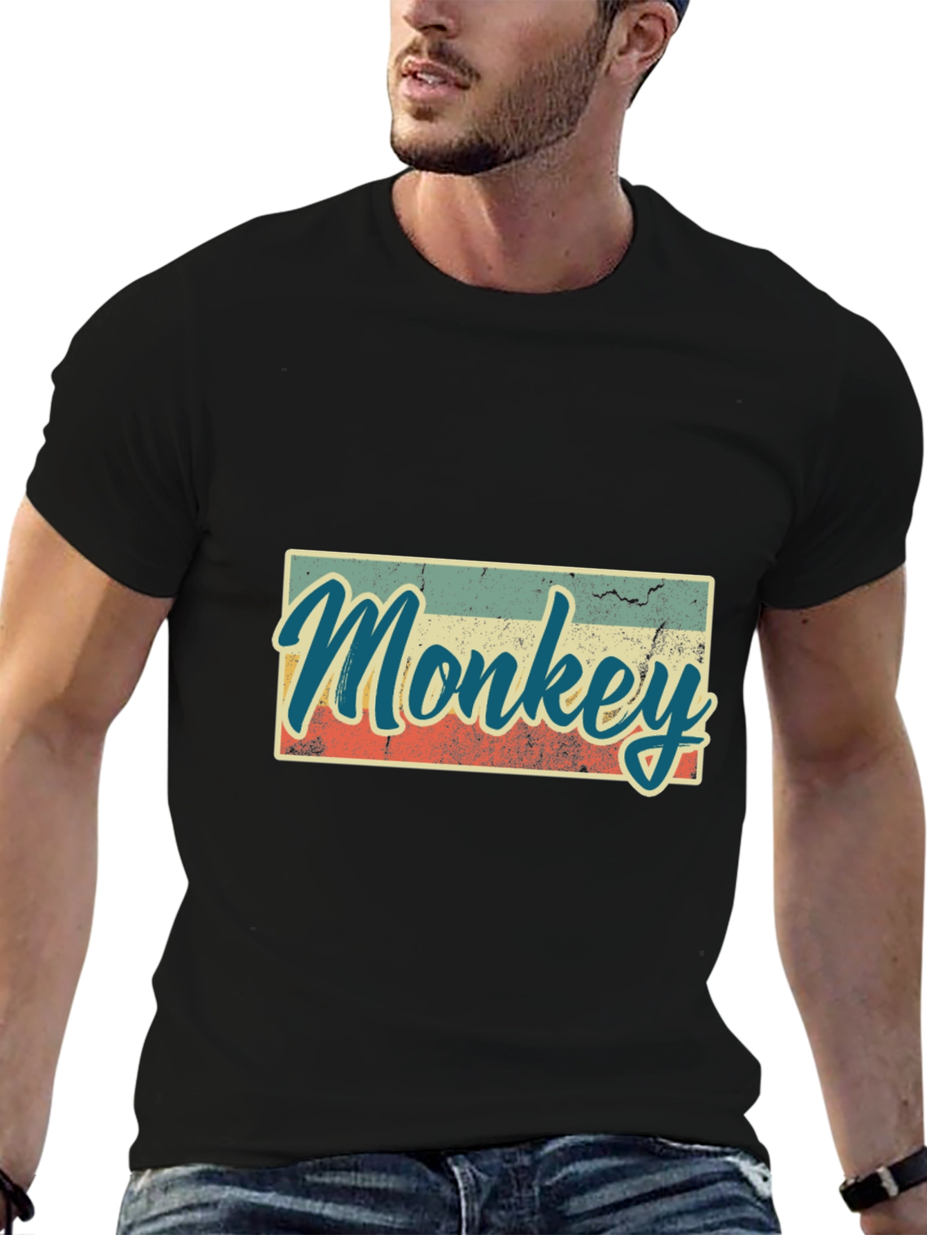 Retro Monkey Graphic T-Shirt - Casual Tee