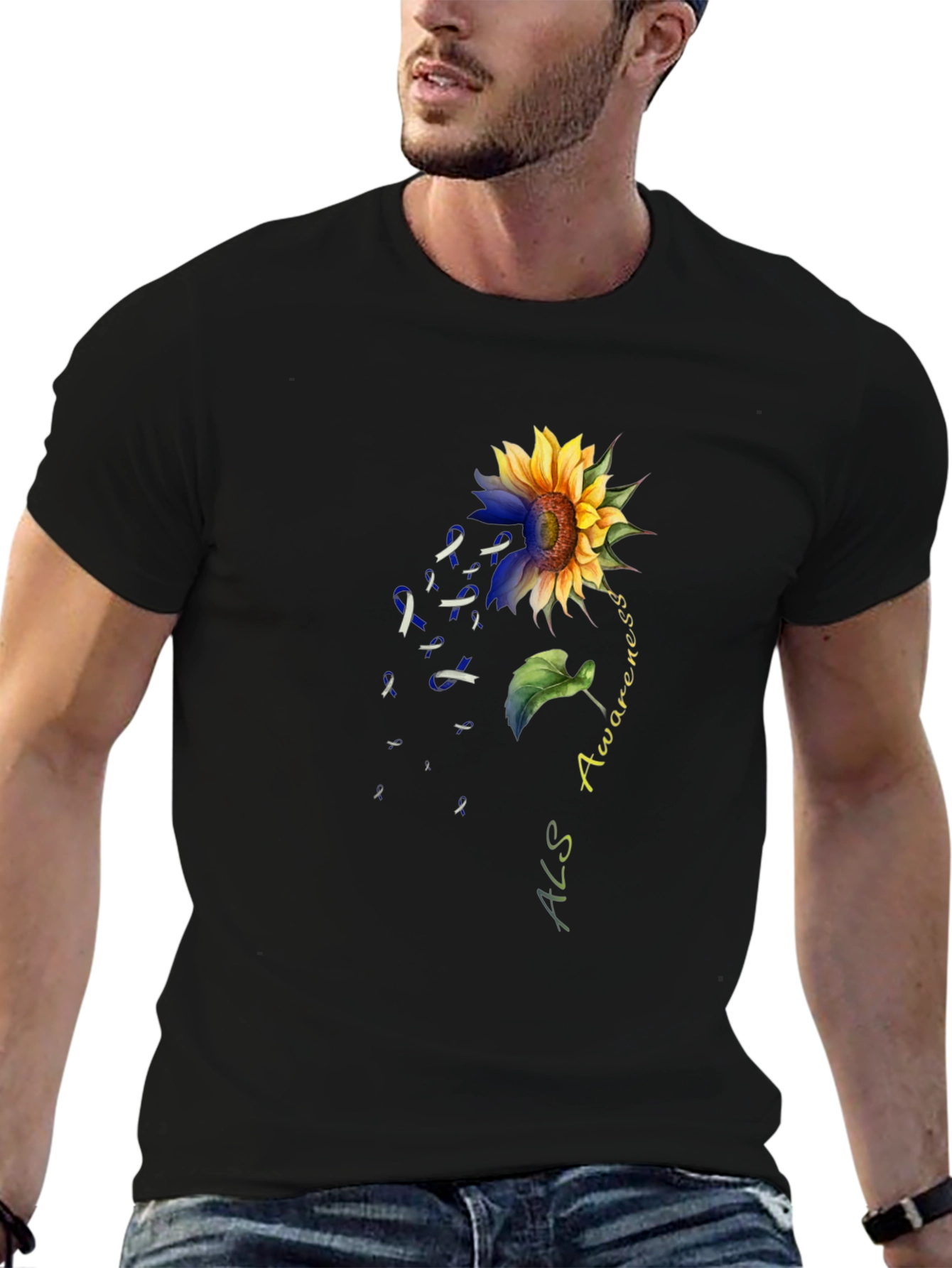 ALS Awareness Sunflower Graphic T-Shirt