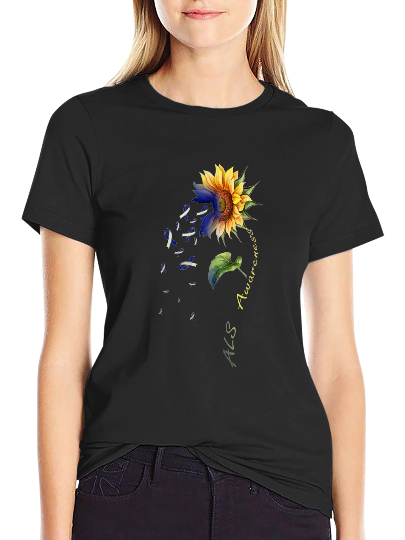 ALS Awareness Sunflower Graphic T-Shirt
