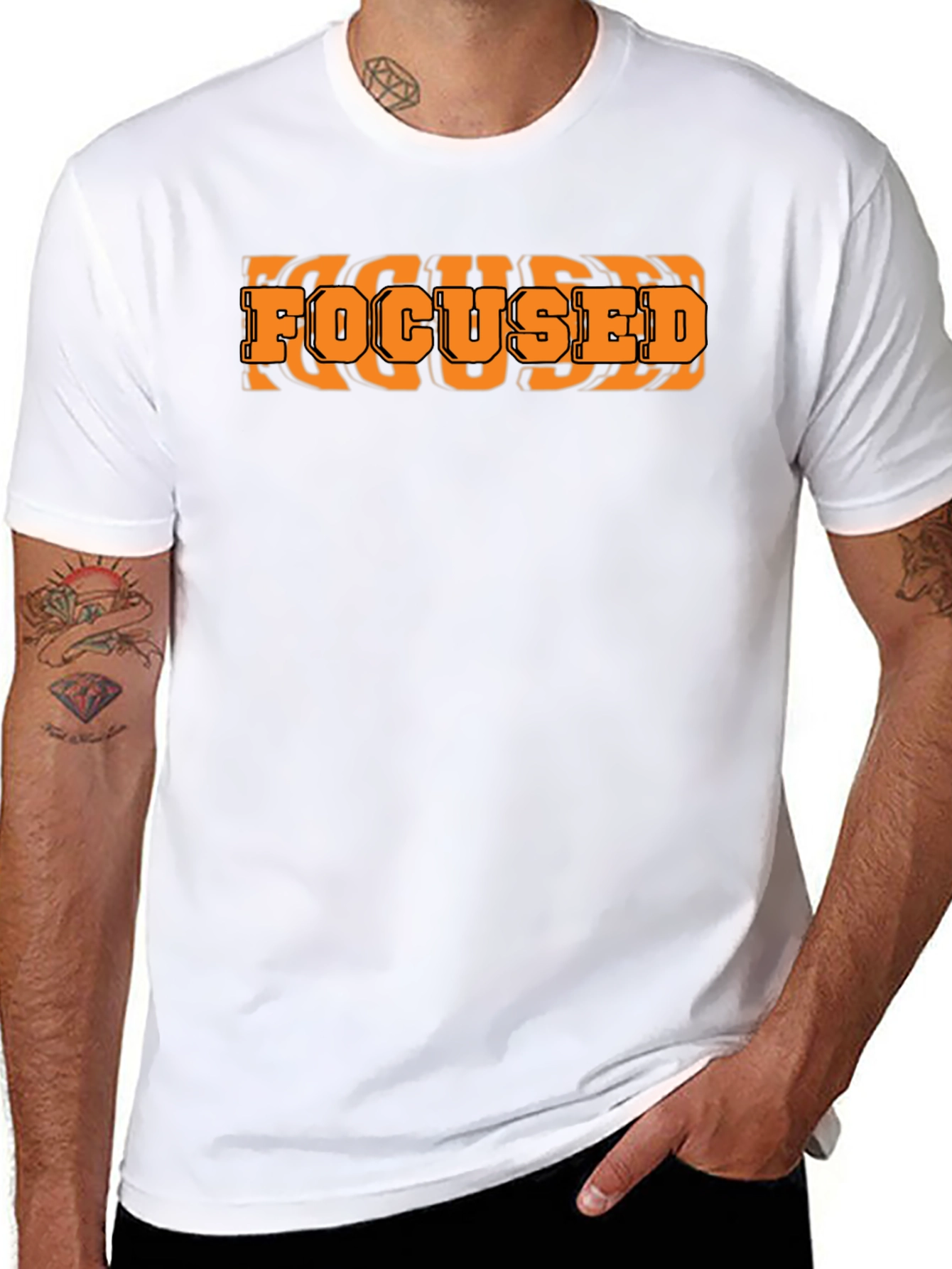 Focused Graphic Print Black T-Shirt