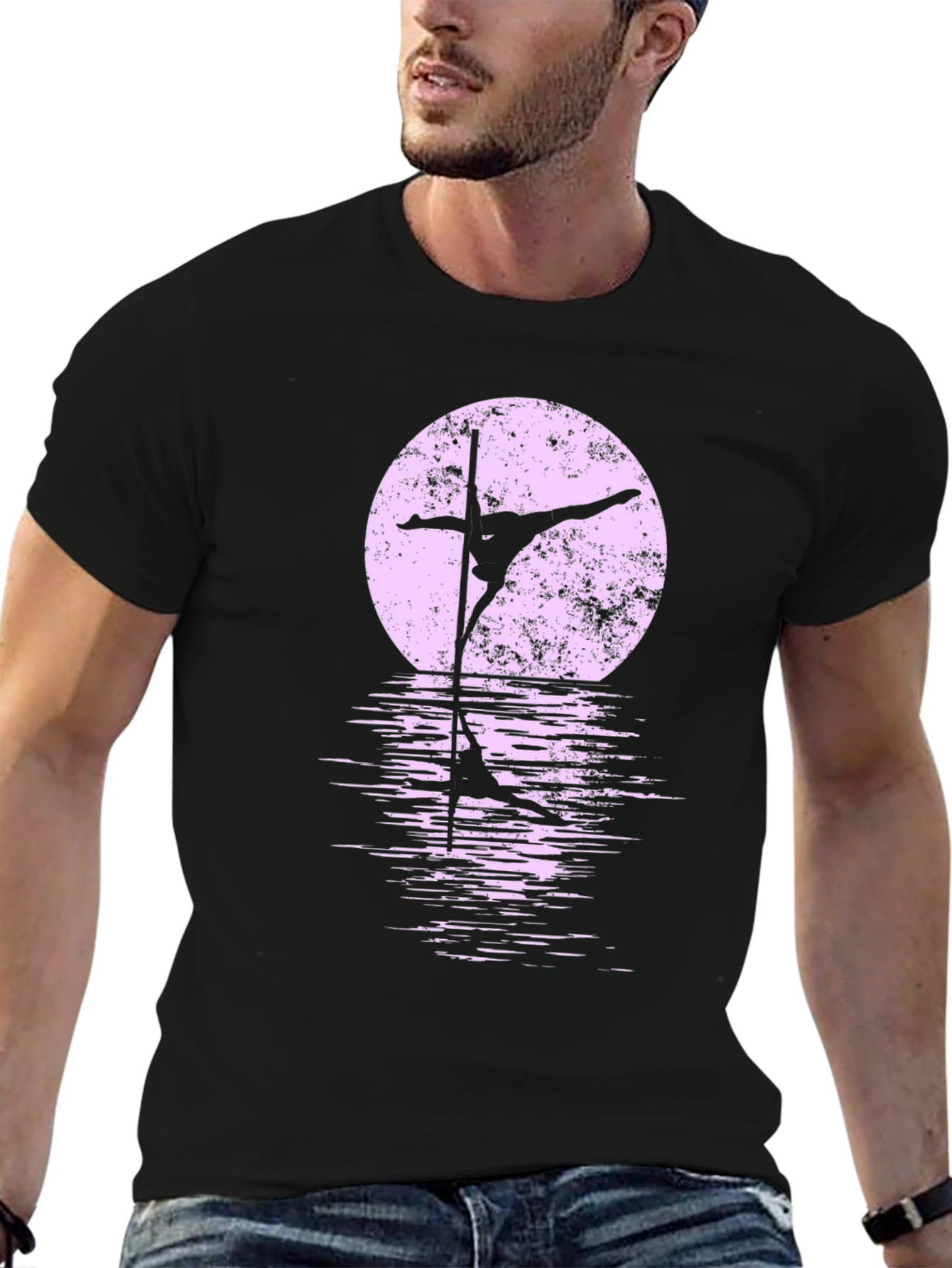 Pole Dancer Moon Silhouette Graphic Tee