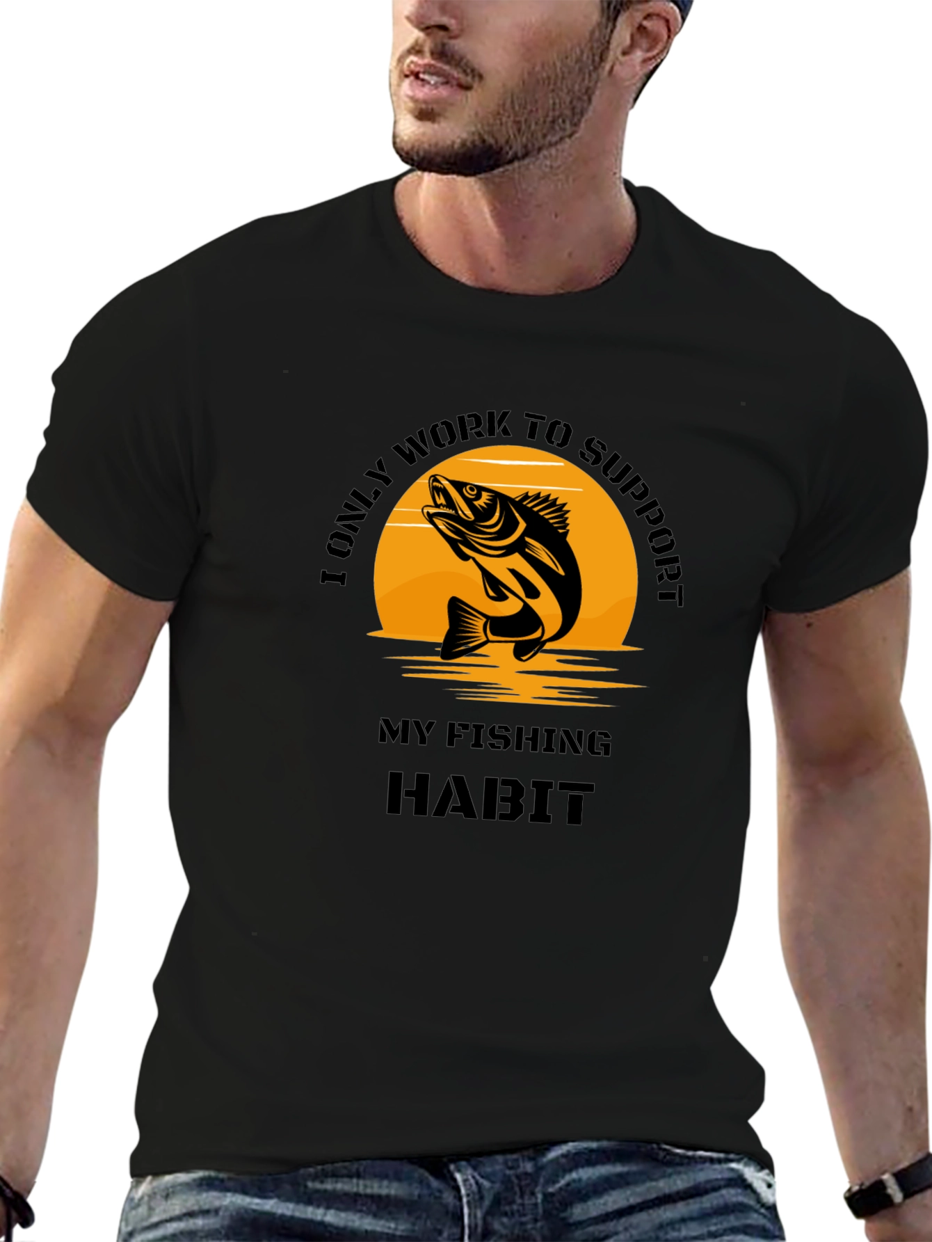 Fishing Habit Graphic Tee - Black