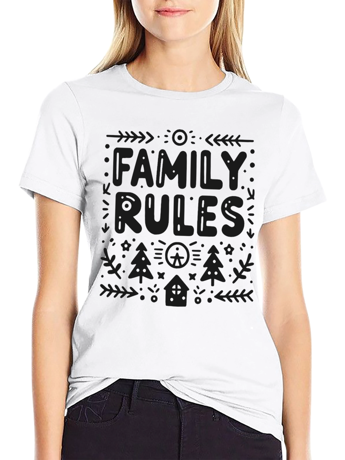 Family Rules Black T-Shirt