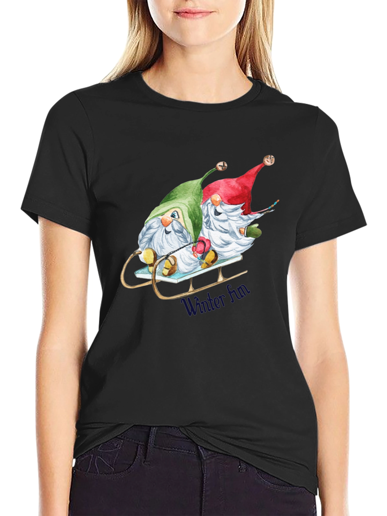Holiday Gnome Sled T-Shirt