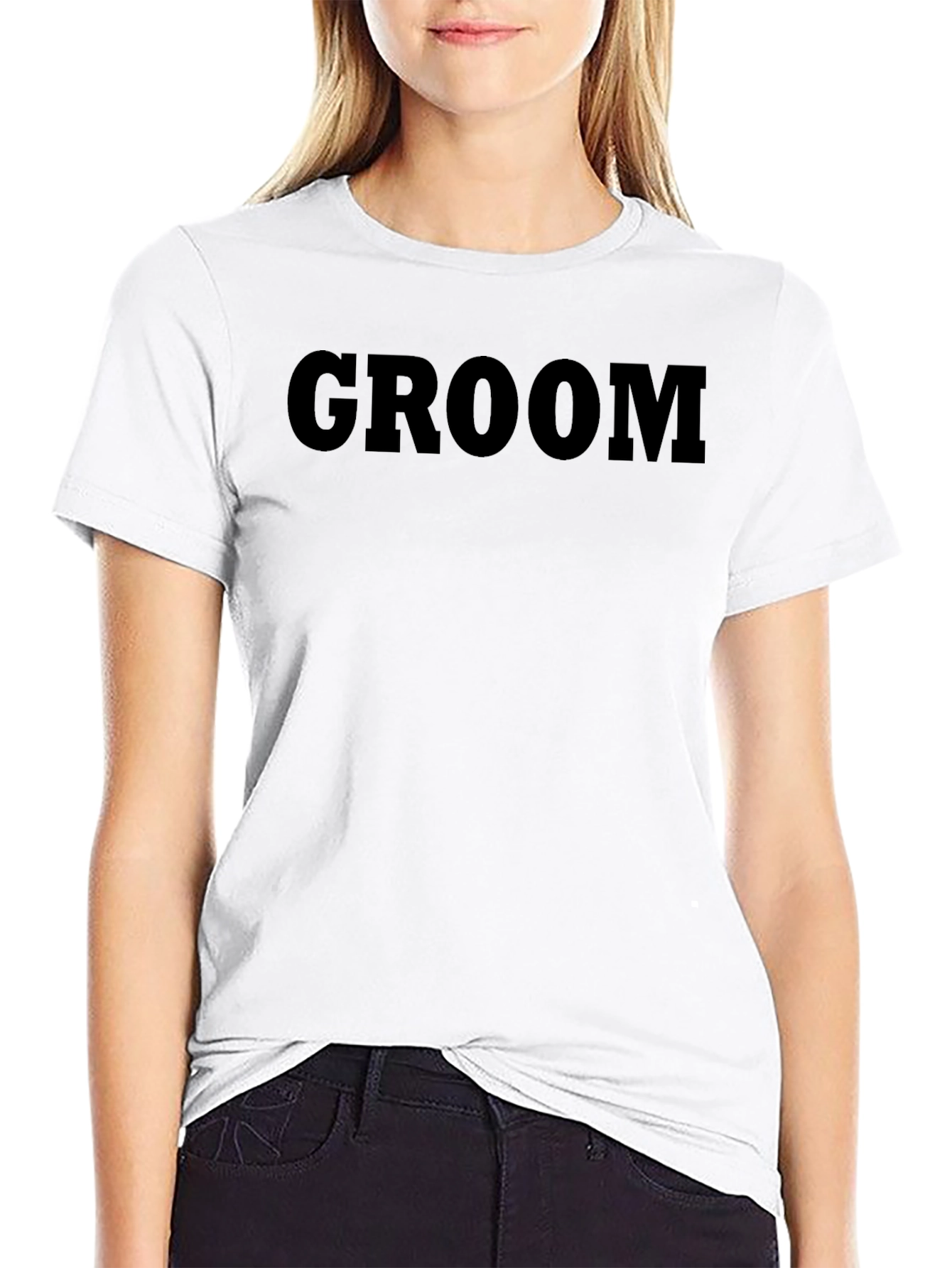 Groom T-Shirt - Black Crew Neck Wedding Apparel