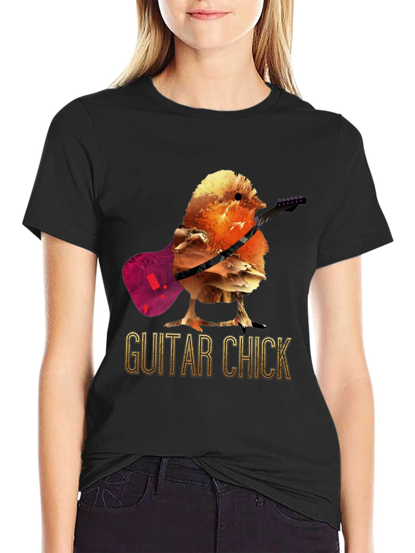 Guitar Chick T-Shirt - Music Bird Tee