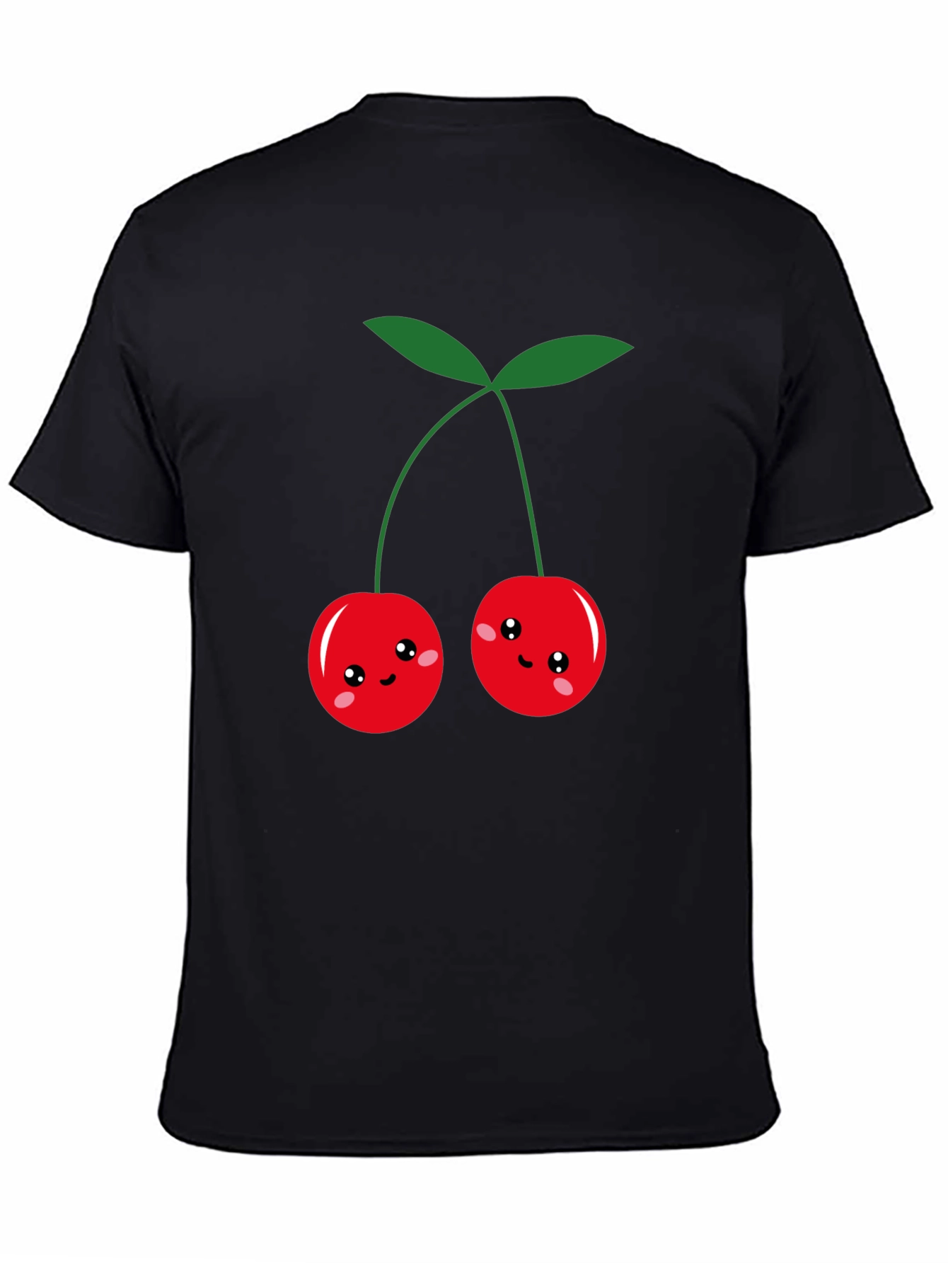 Cute Cherry Graphic Black T-Shirt