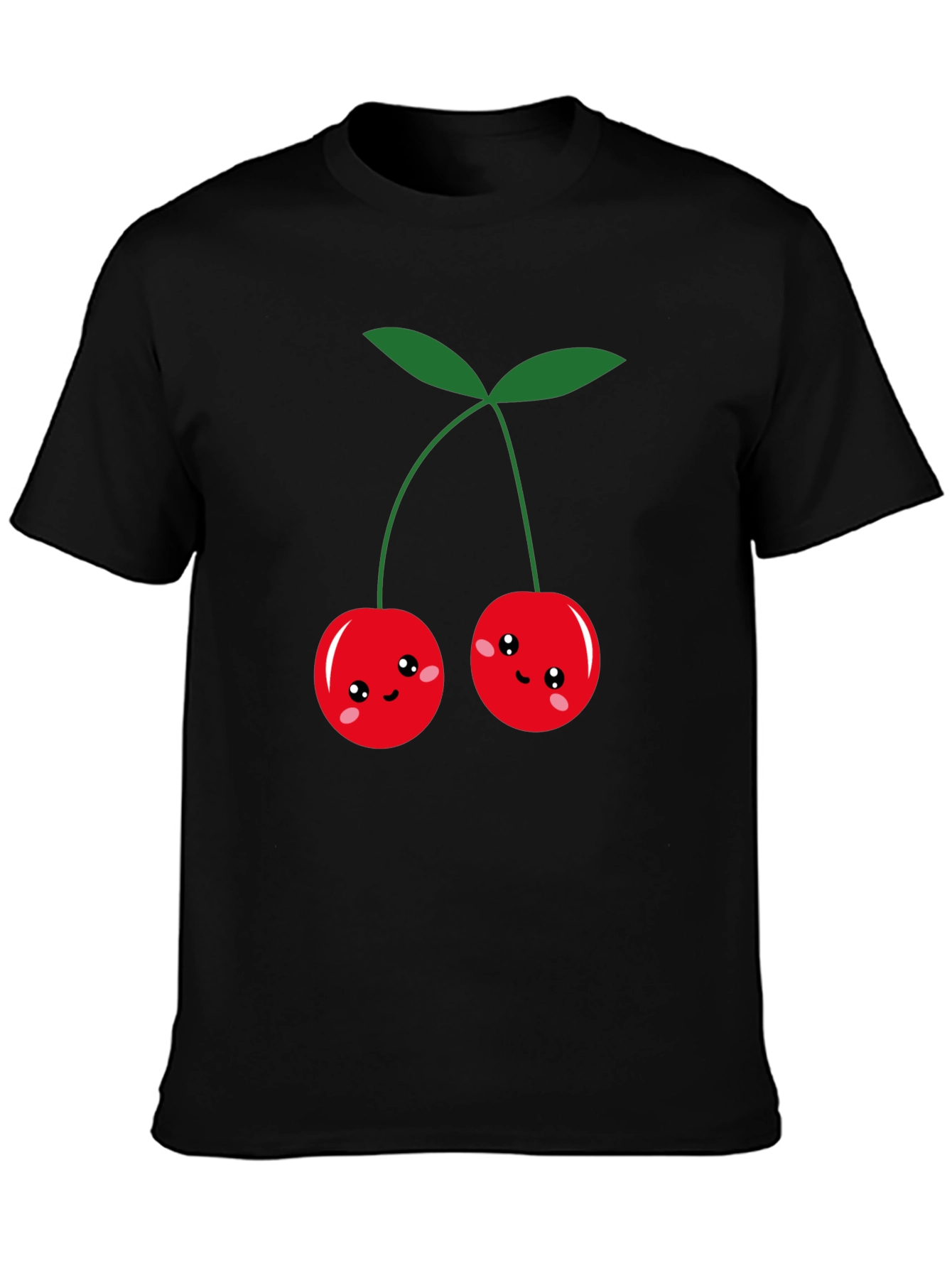 Cute Cherry Graphic Black T-Shirt