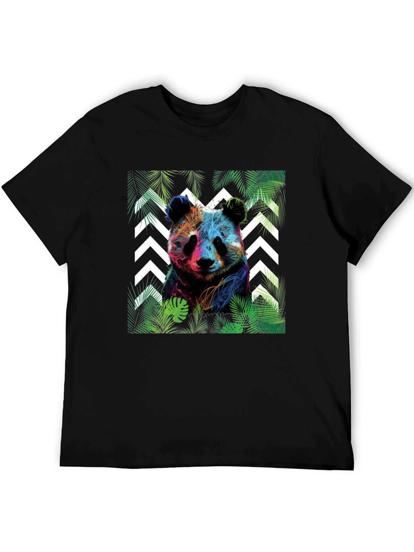 Vibrant Panda Graphic Tee - Black Cotton Blend