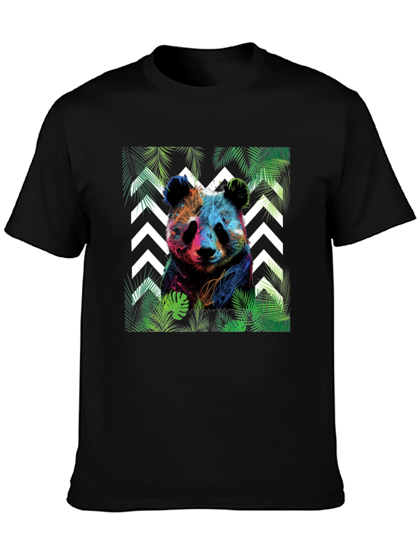 Vibrant Panda Graphic Tee - Black Cotton Blend