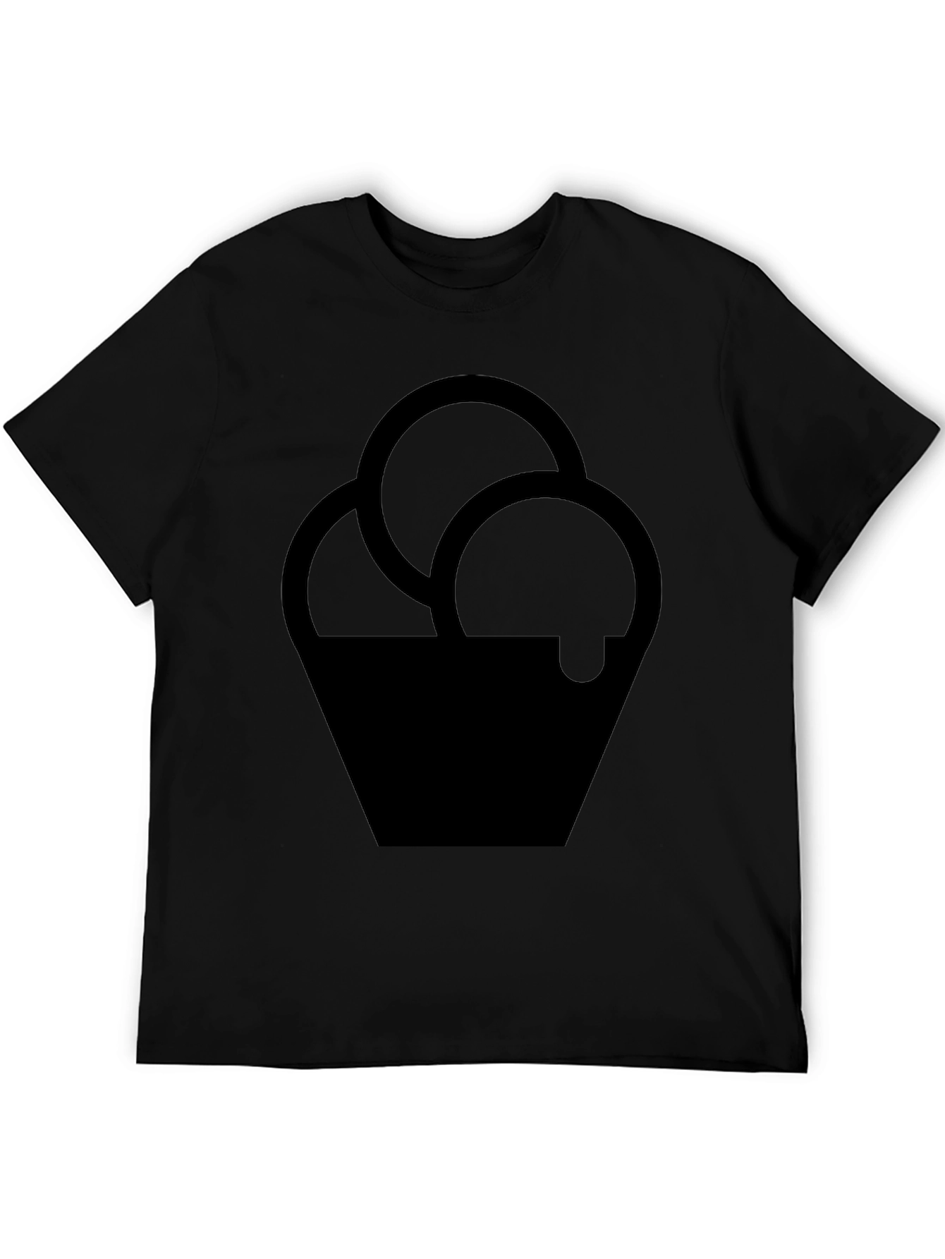 Black T-Shirt with Ice Cream Graphic