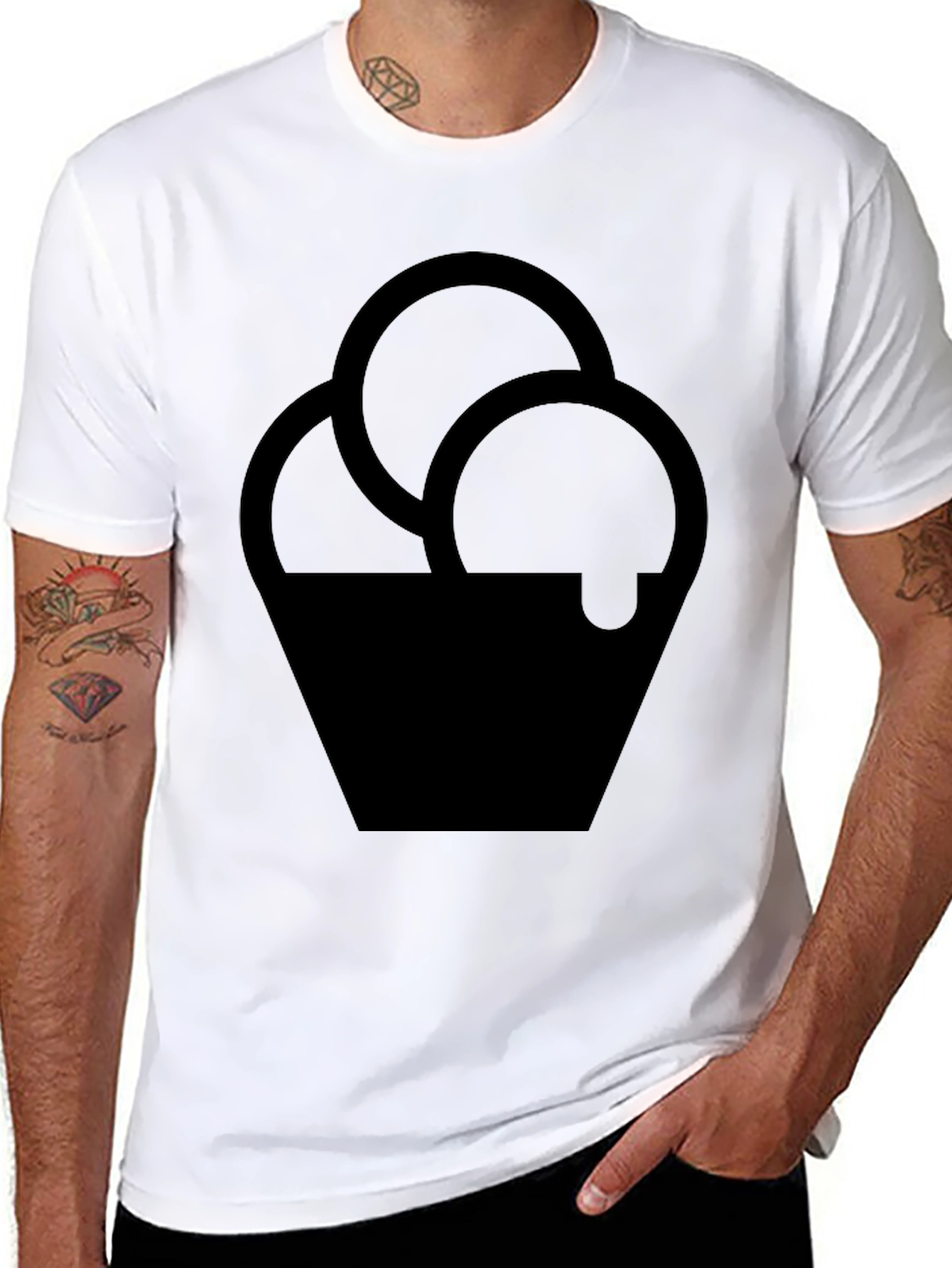 Black T-Shirt with Ice Cream Graphic