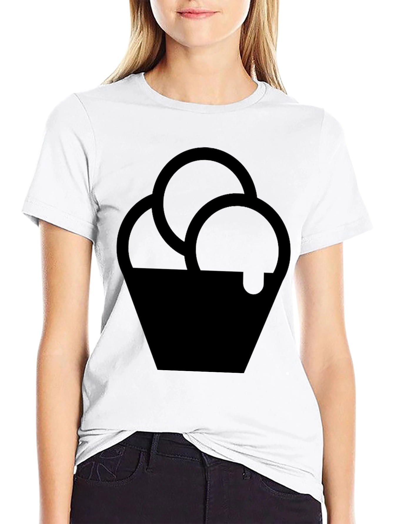 Black T-Shirt with Ice Cream Graphic