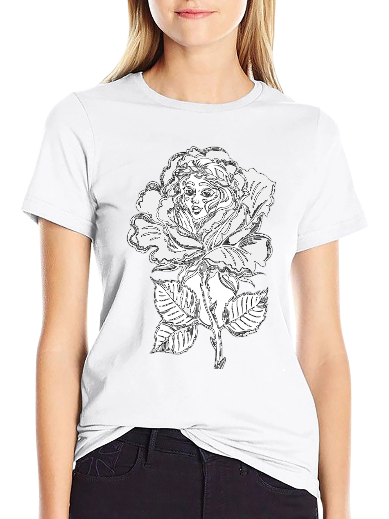 Black Rose Woman Tee - Unique Graphic T-Shirt
