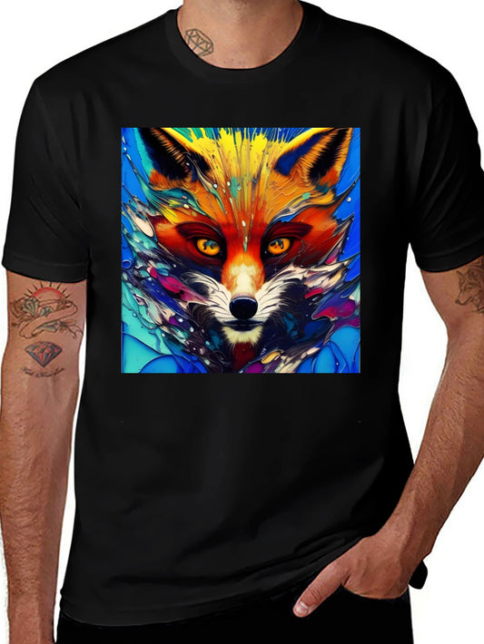 Artistic Fox Graphic T-Shirt - Vivid Colors