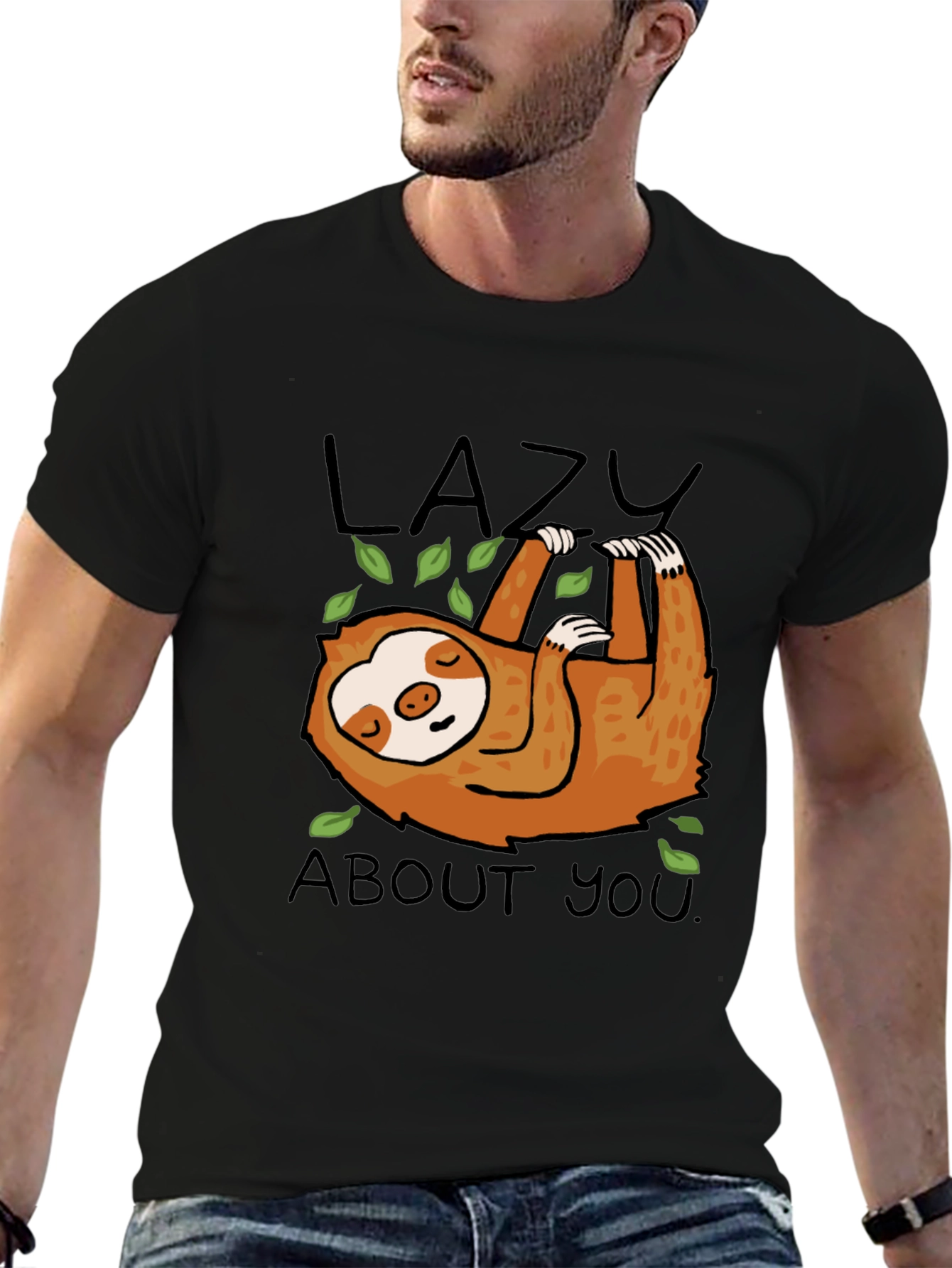 Lazy Sloth Graphic Tee - Mens Black T-Shirt