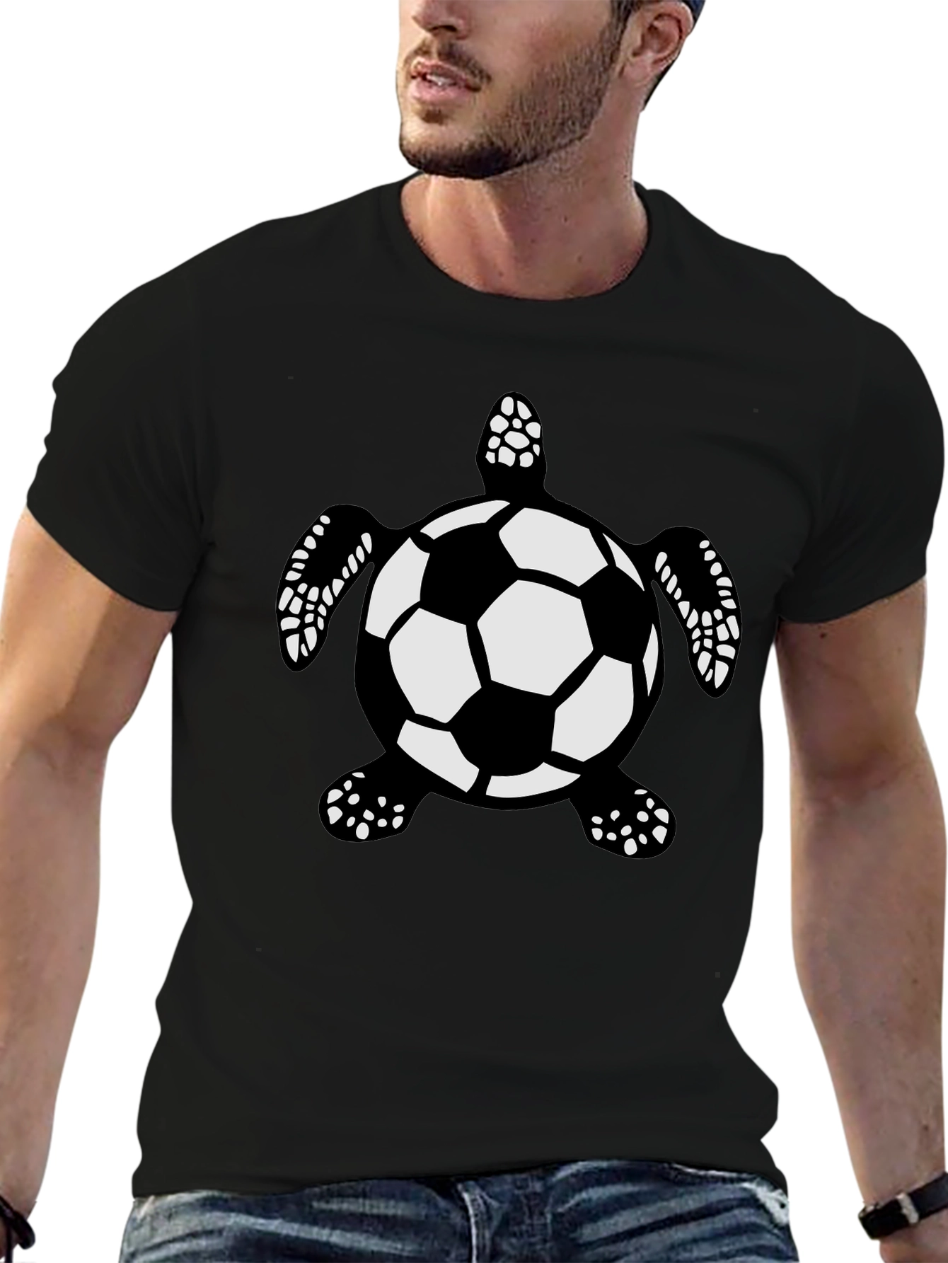 Soccer Ball Turtle Black T-Shirt
