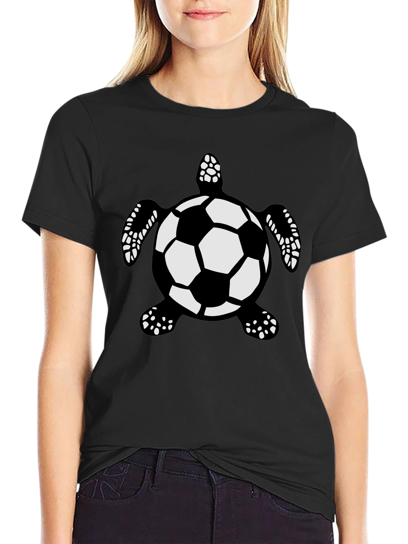 Soccer Ball Turtle Black T-Shirt