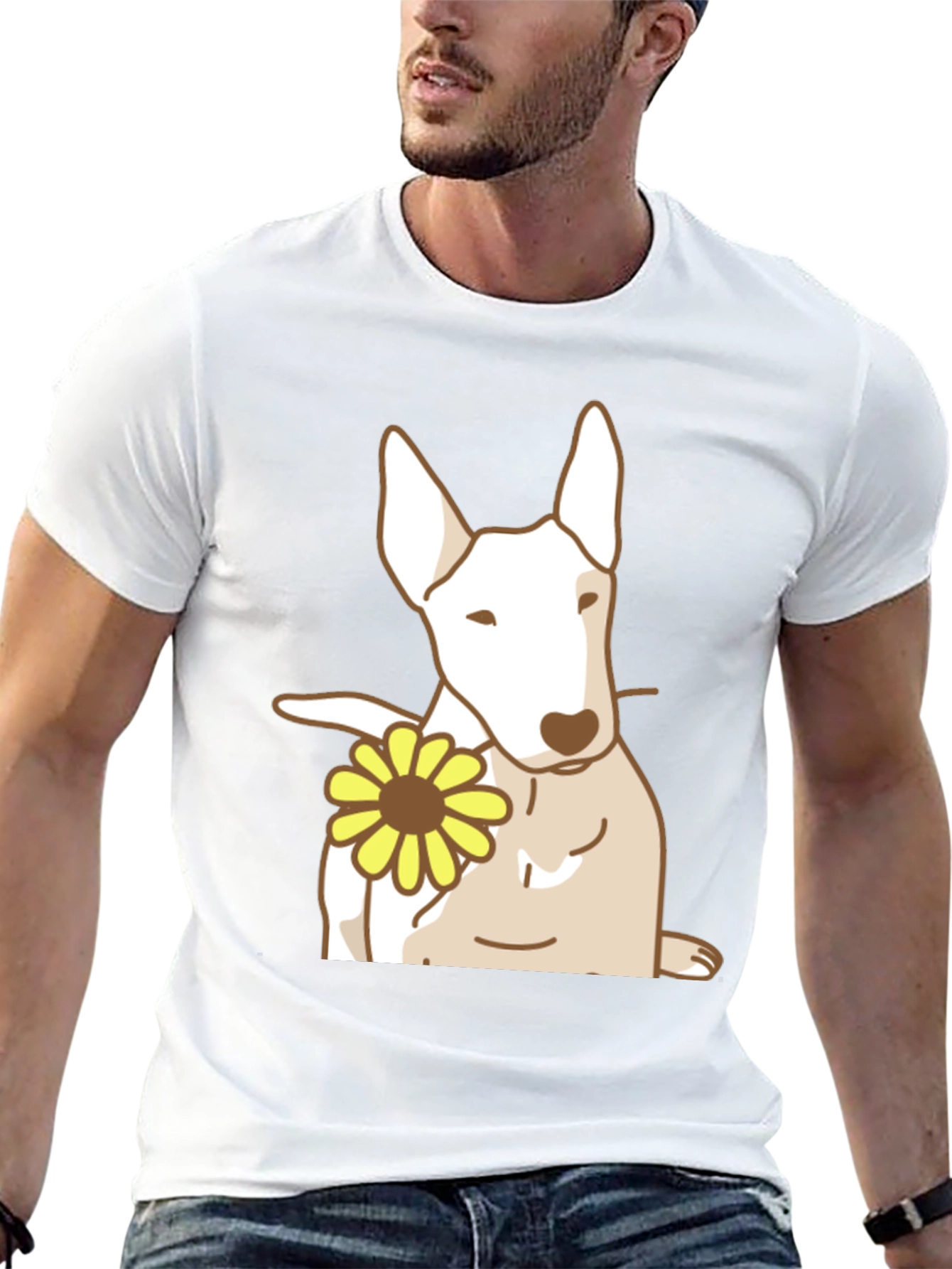 Dog with Flower Graphic Tee - Black