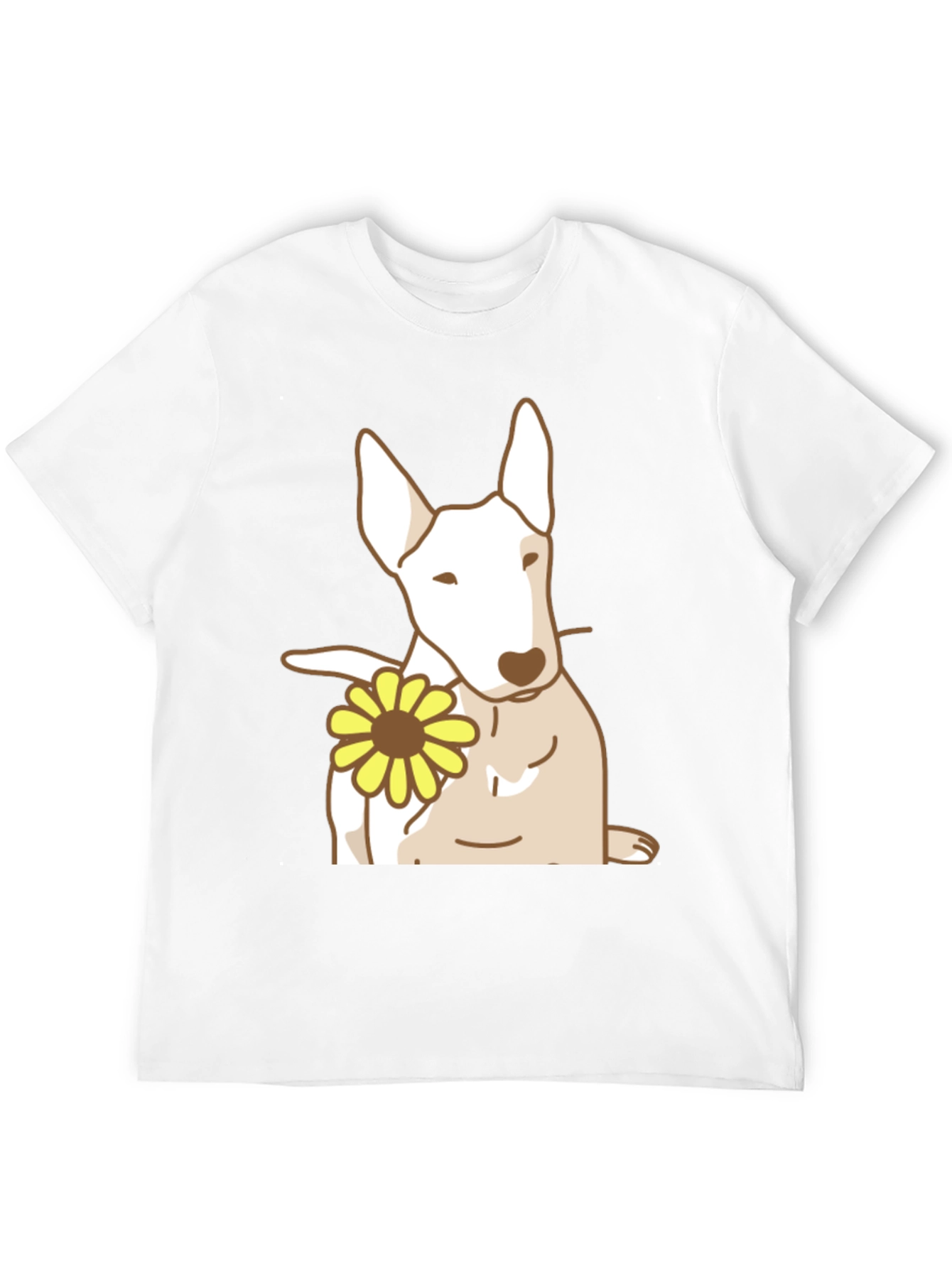 Dog with Flower Graphic Tee - Black