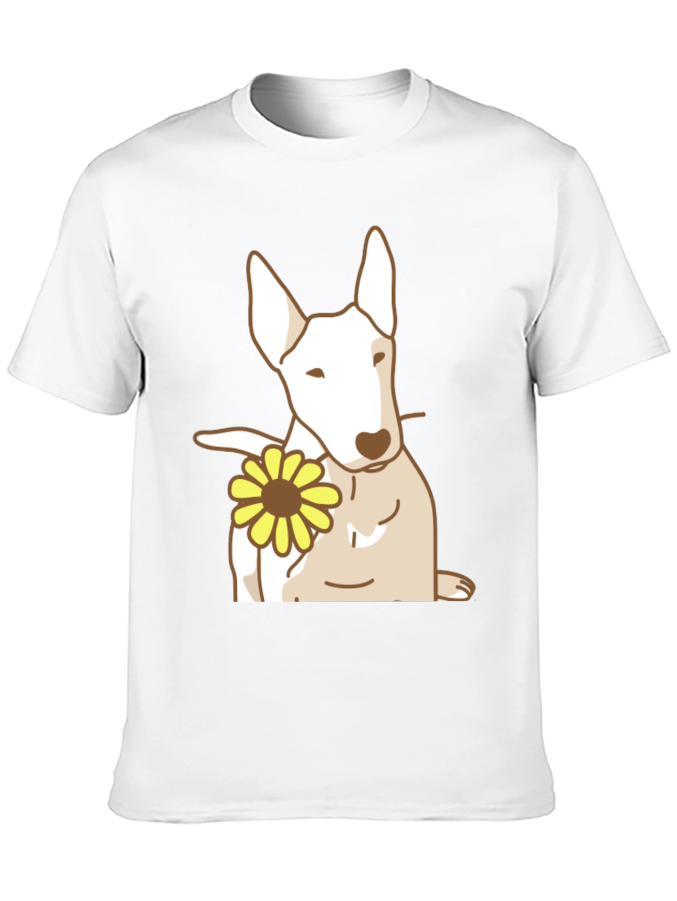 Dog with Flower Graphic Tee - Black