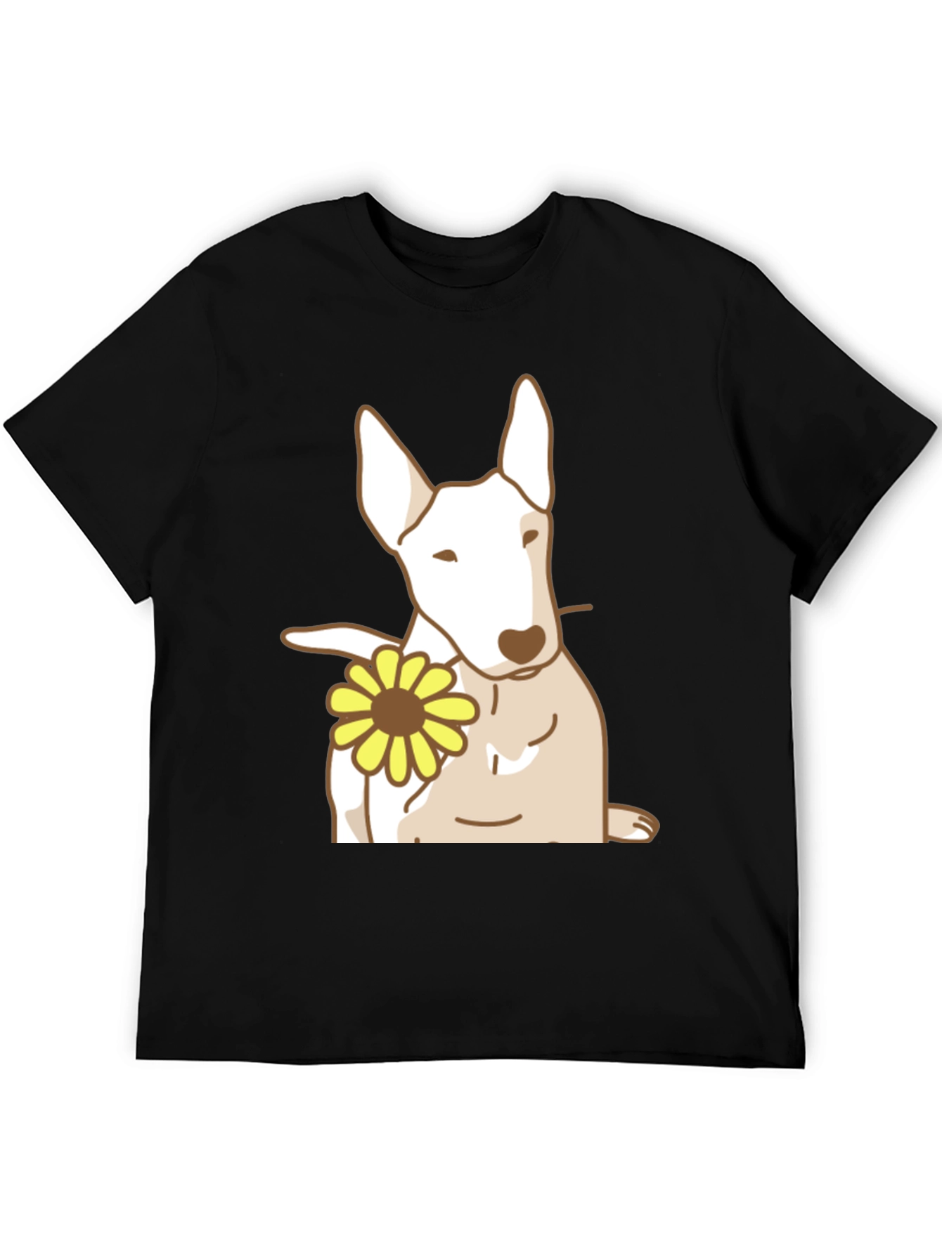 Dog with Flower Graphic Tee - Black