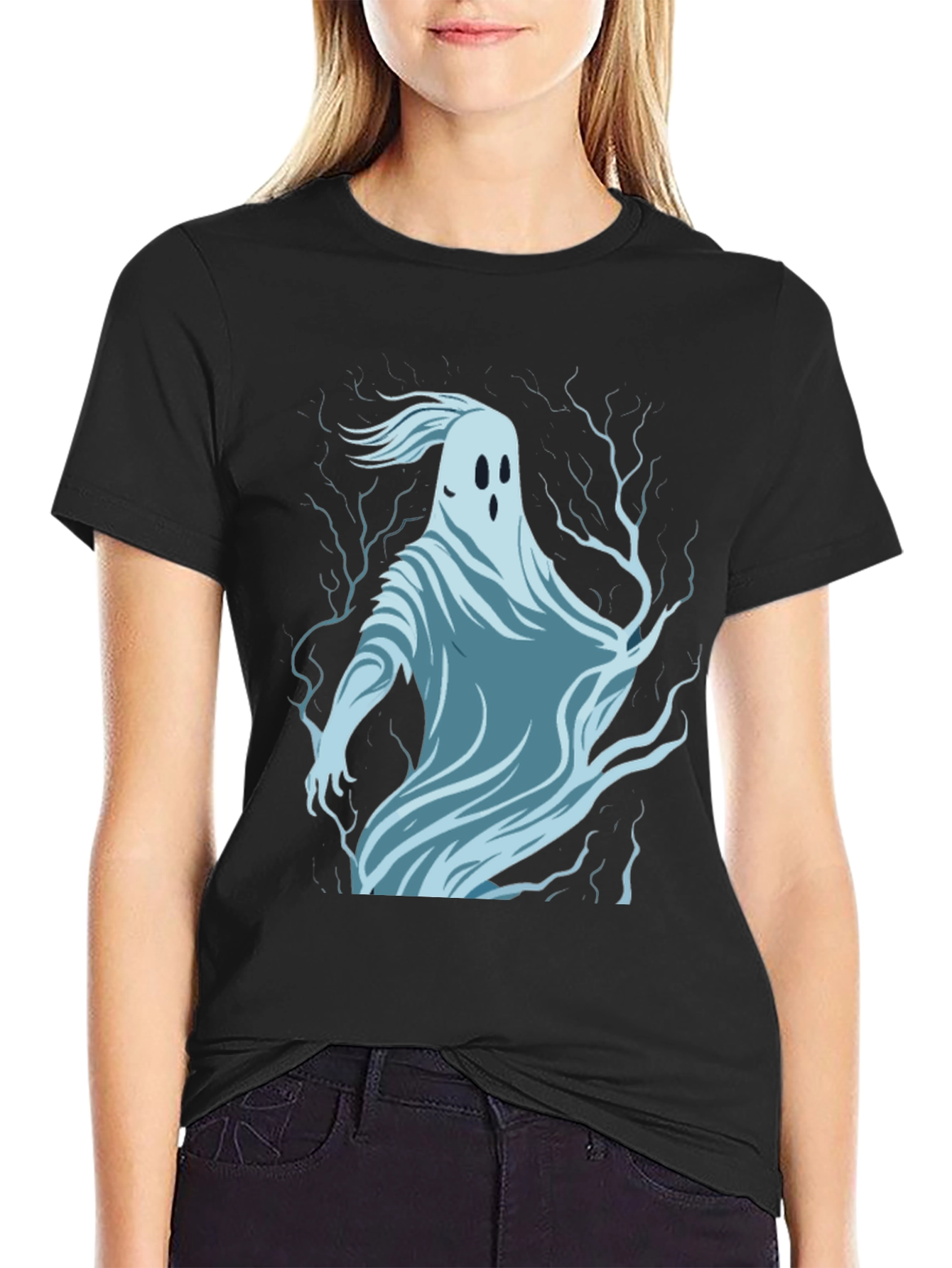 Ghost Graphic Print Black T-Shirt