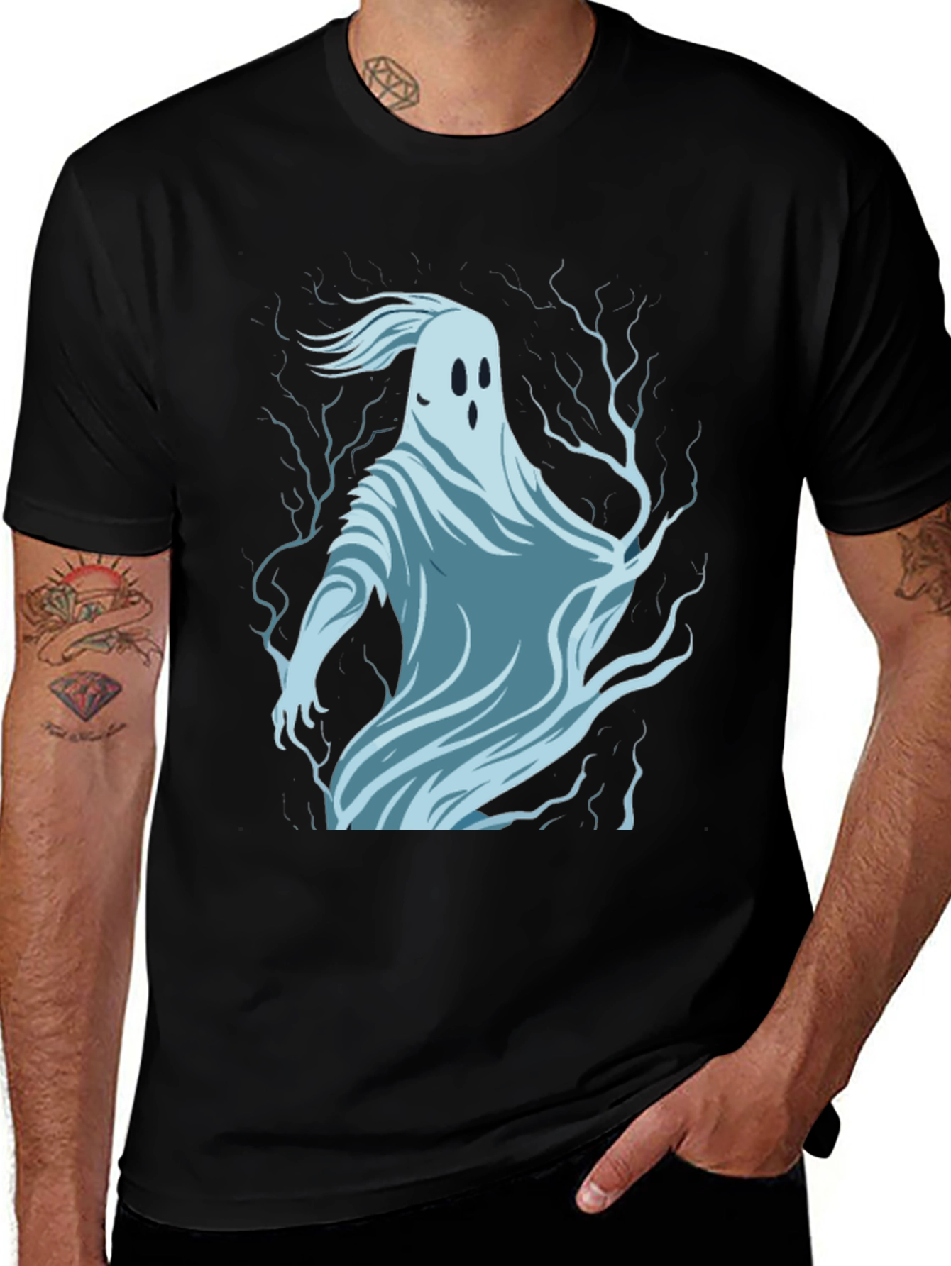 Ghost Graphic Print Black T-Shirt