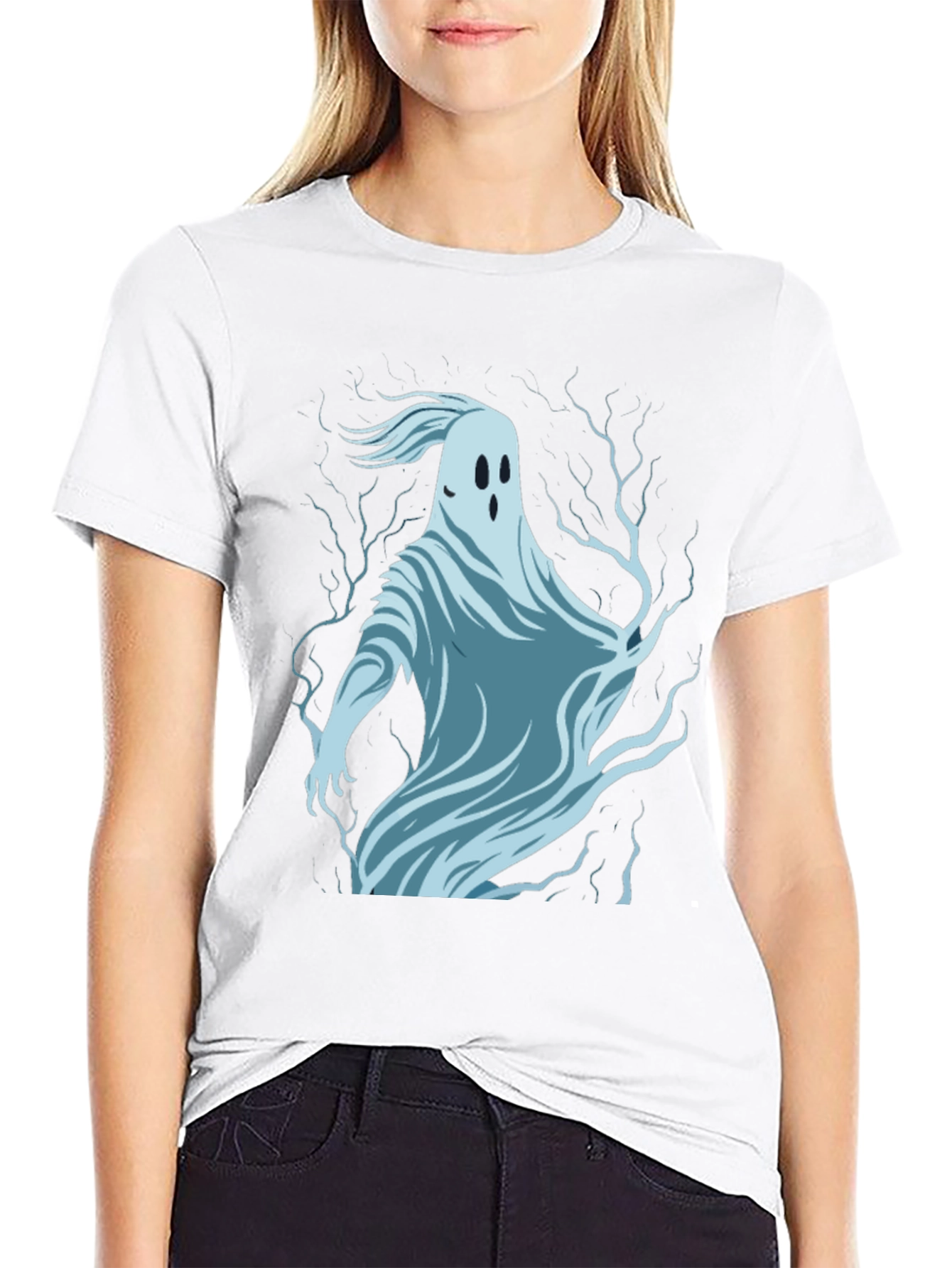 Ghost Graphic Print Black T-Shirt