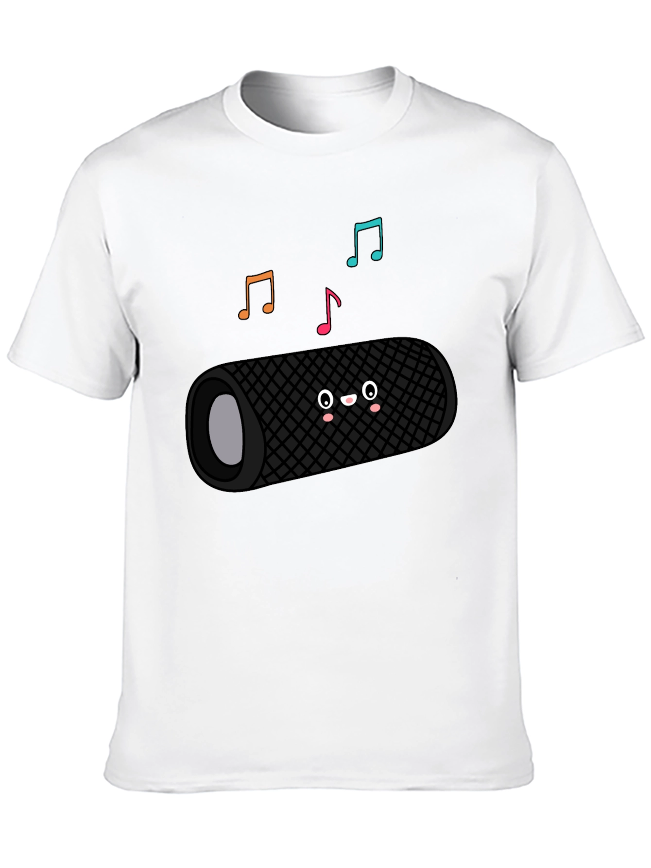 Cute Speaker Graphic Tee - Black Cotton Blend