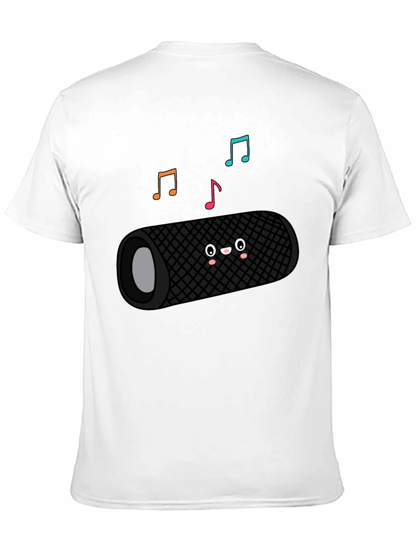 Cute Speaker Graphic Tee - Black Cotton Blend