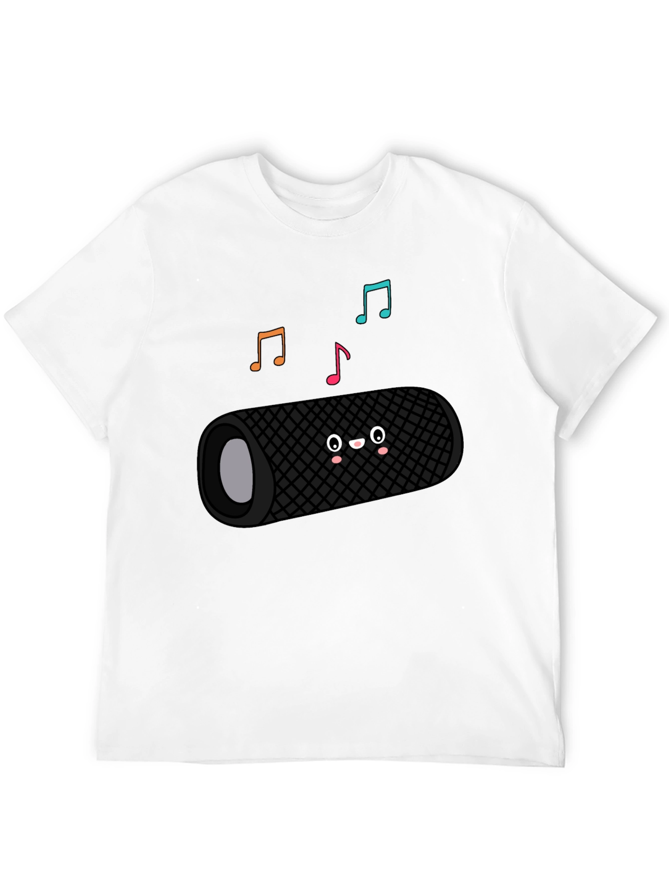Cute Speaker Graphic Tee - Black Cotton Blend
