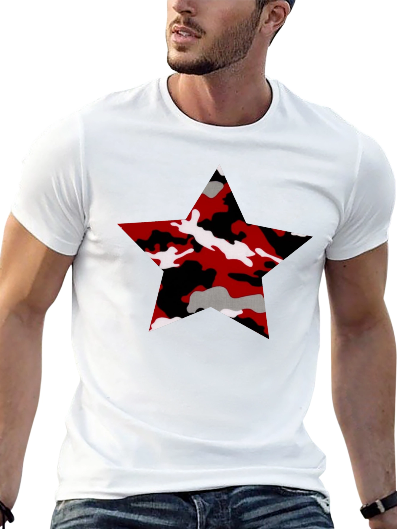 Camo Star Graphic Black T-Shirt