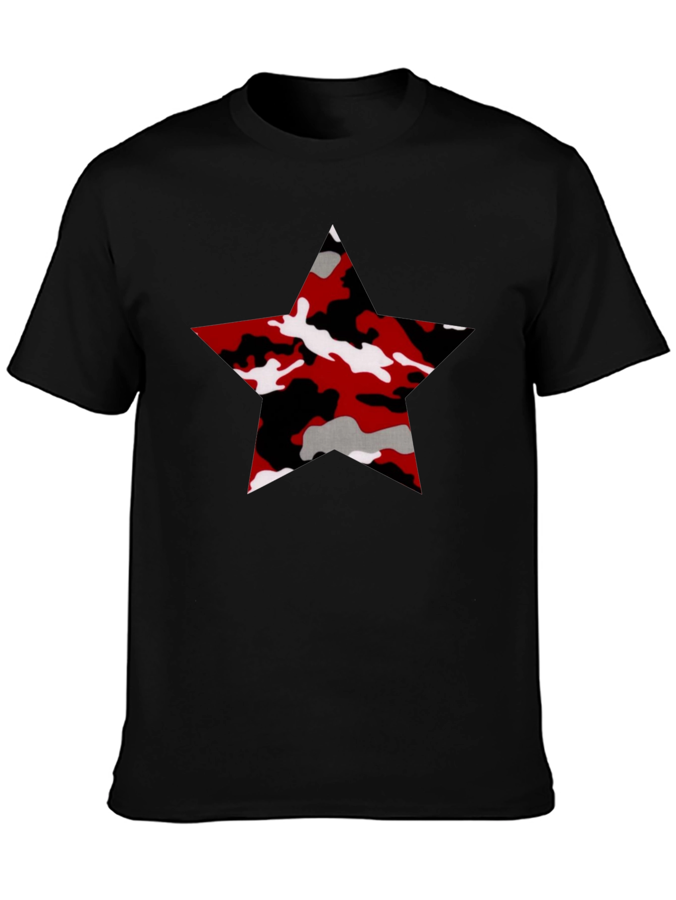 Camo Star Graphic Black T-Shirt