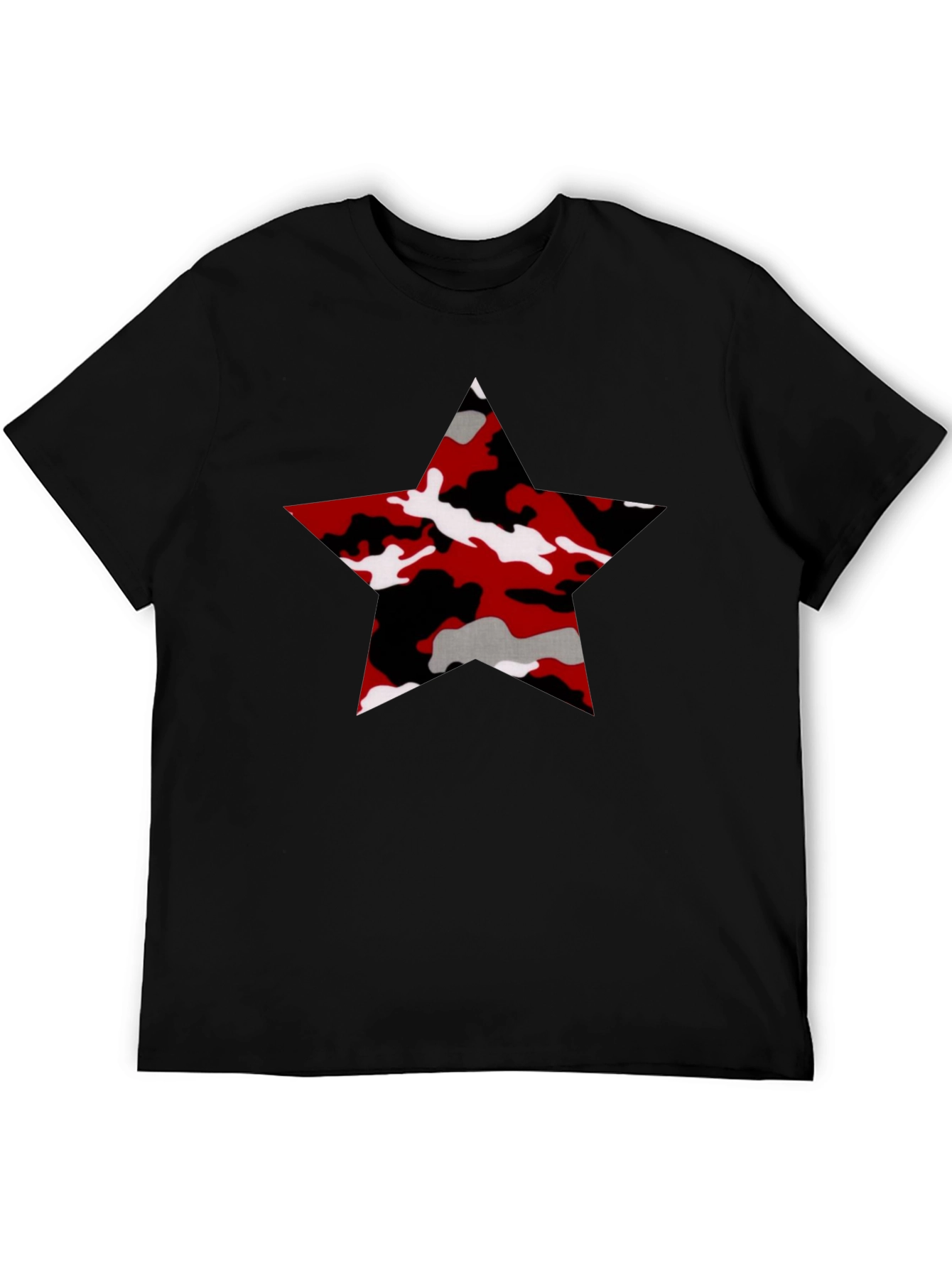 Camo Star Graphic Black T-Shirt