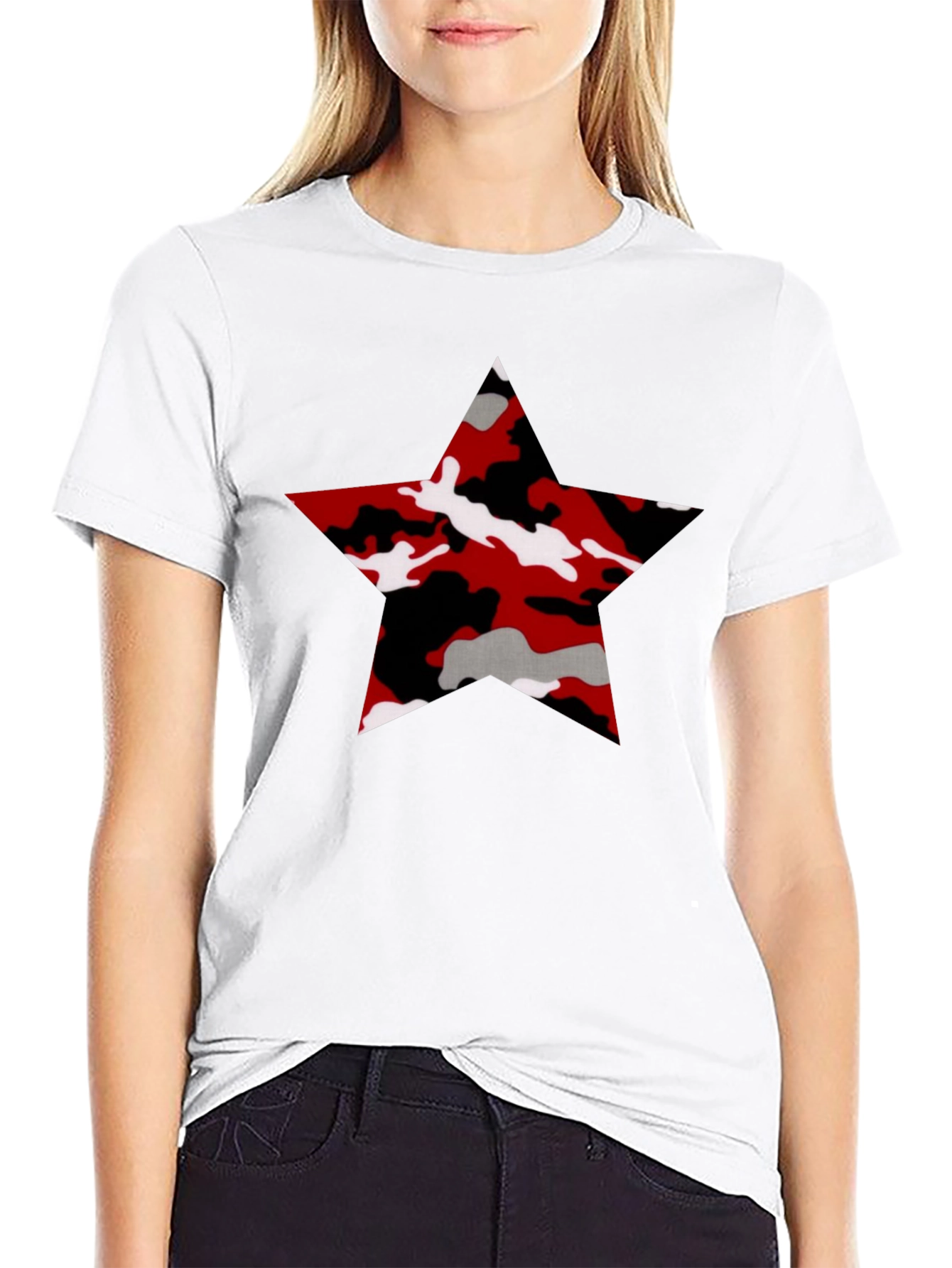 Camo Star Graphic Black T-Shirt