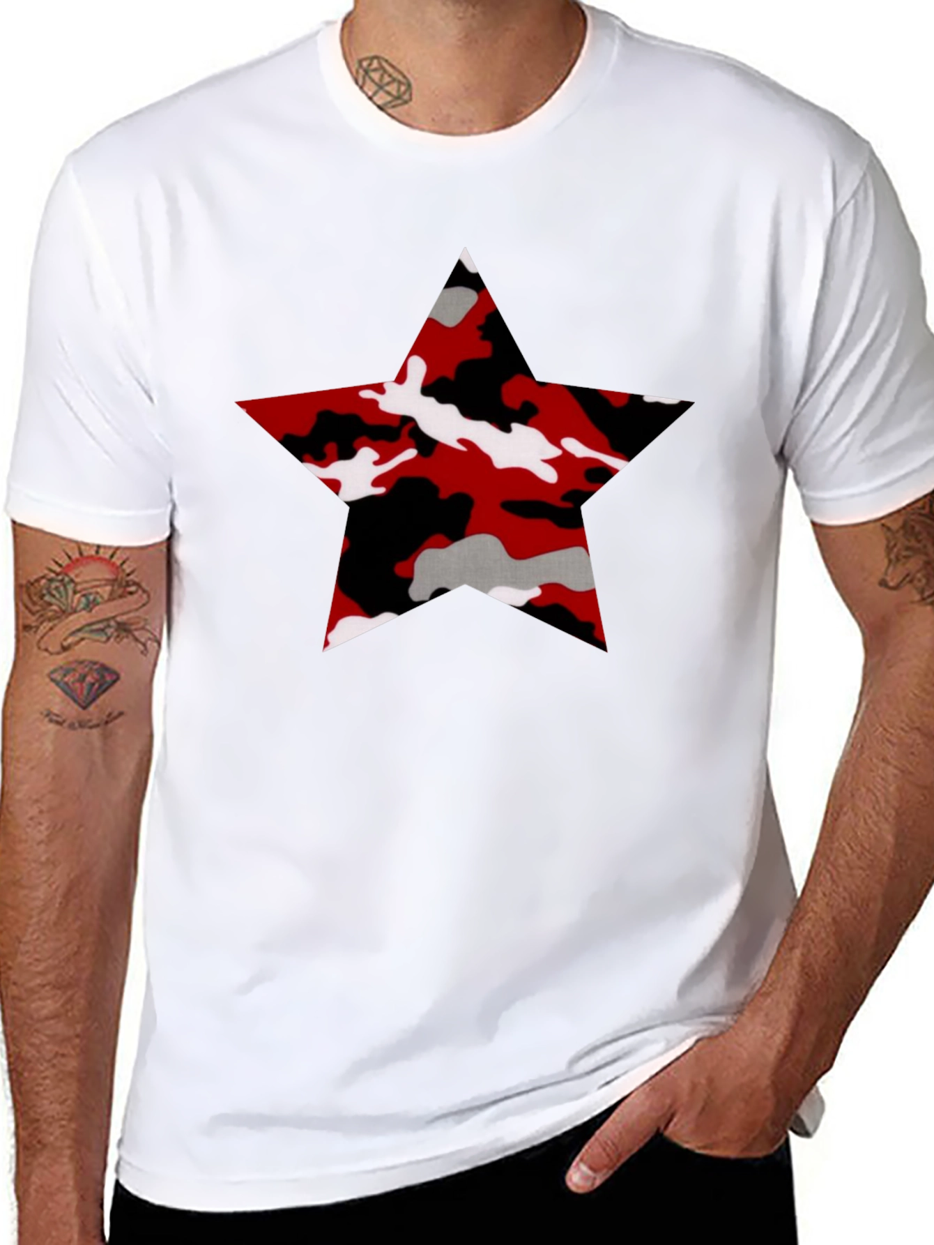 Camo Star Graphic Black T-Shirt