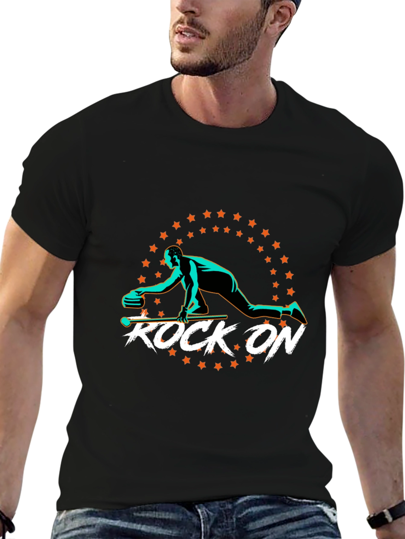 Rock On Curling Graphic T-Shirt