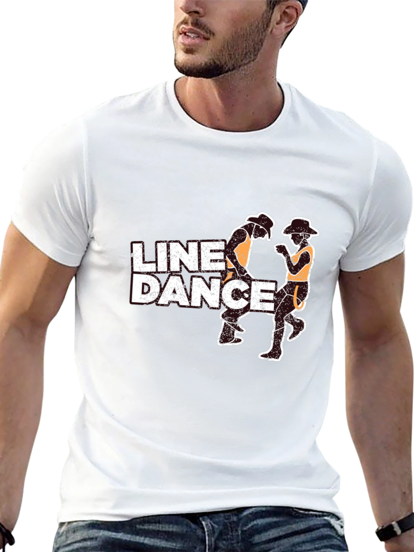 Line Dance Graphic Tee - Black Cotton T-Shirt