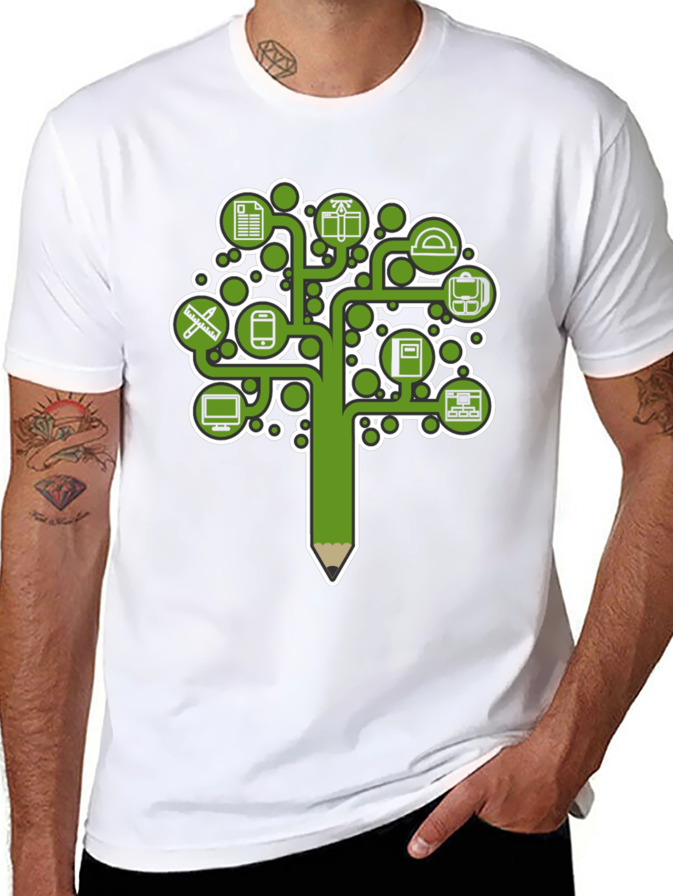 Education Tree Graphic Tee - Black Cotton T-Shirt