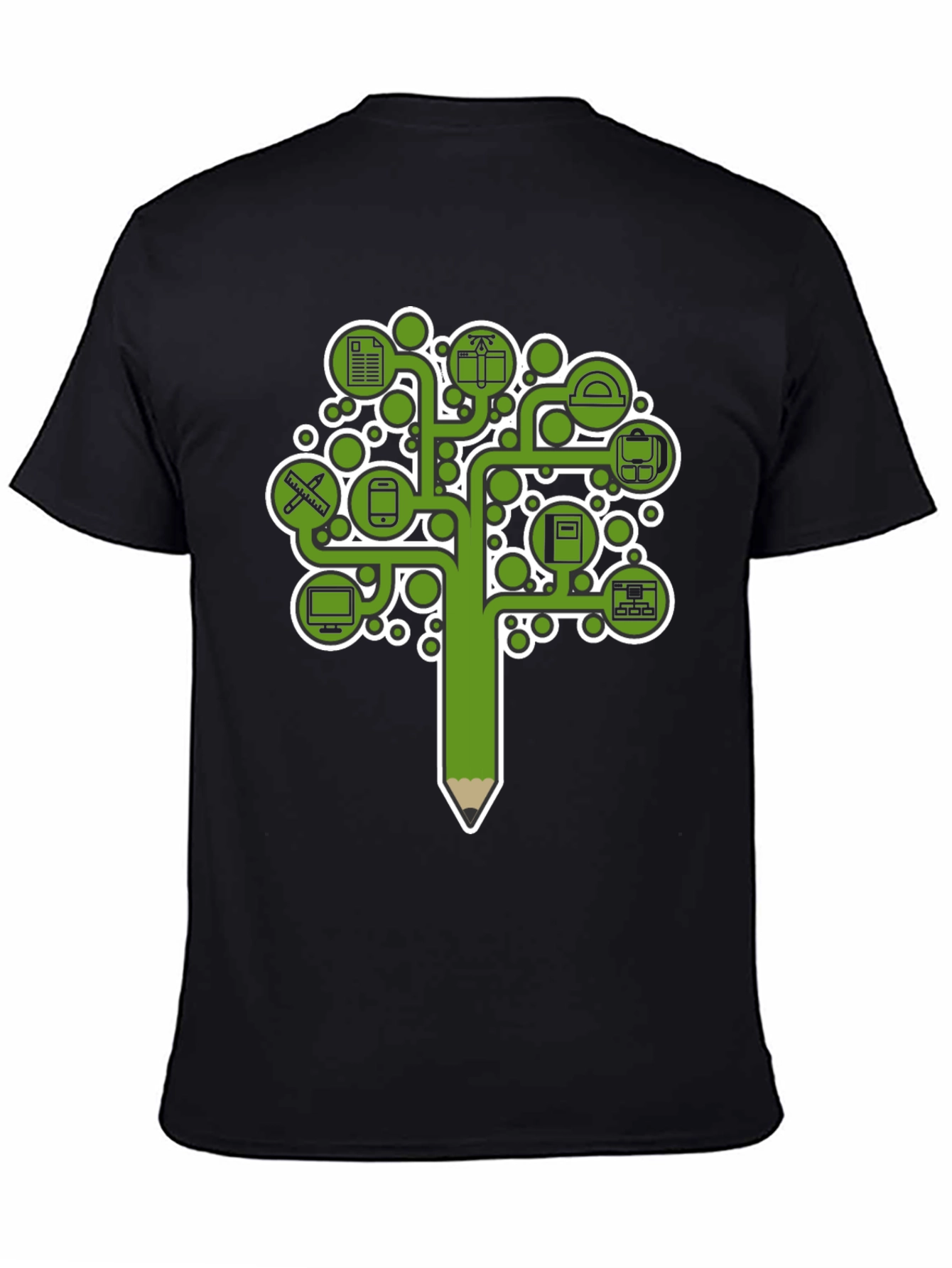Education Tree Graphic Tee - Black Cotton T-Shirt