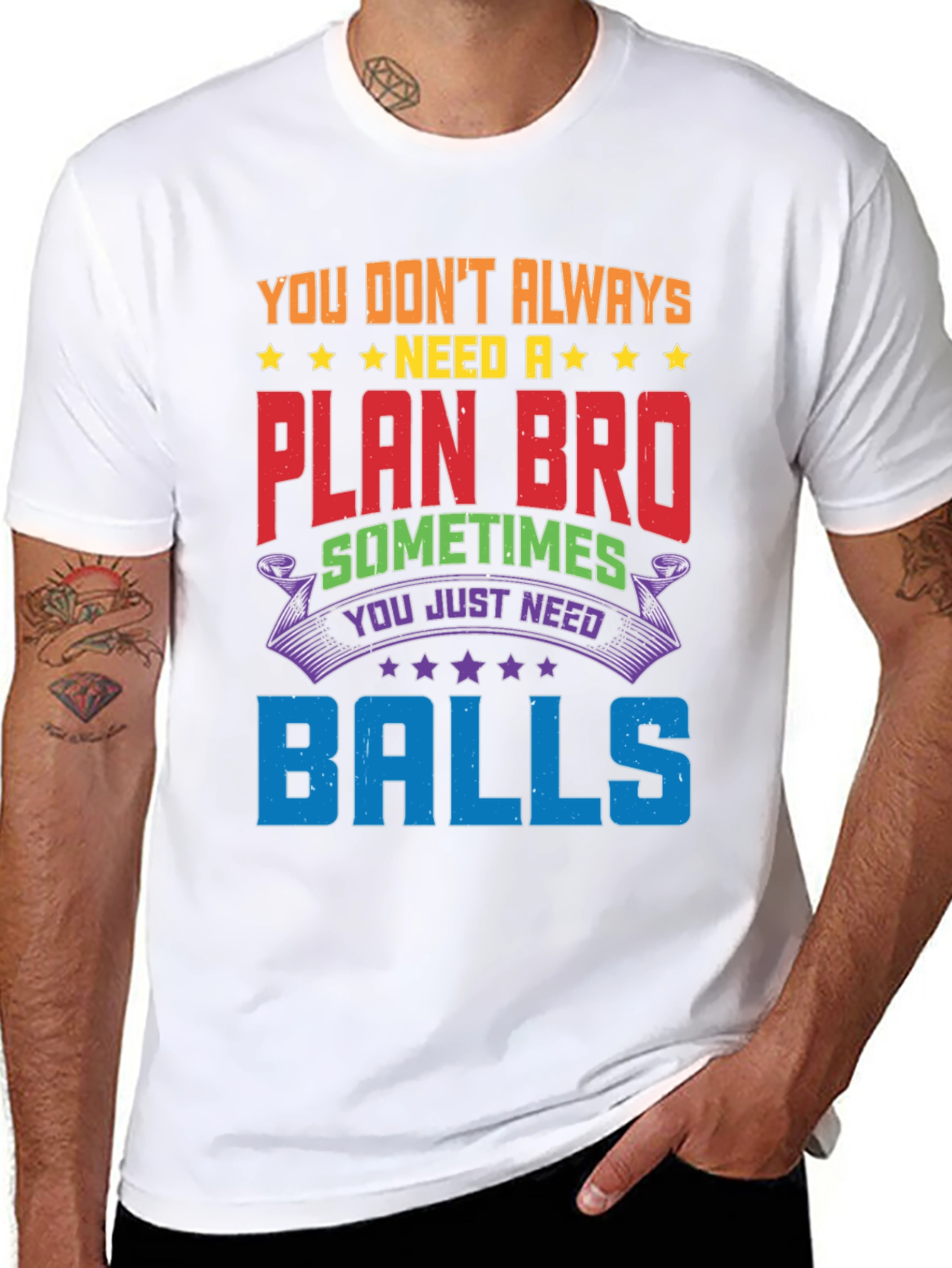 Funny Graphic Tee: No Plan Just Balls!