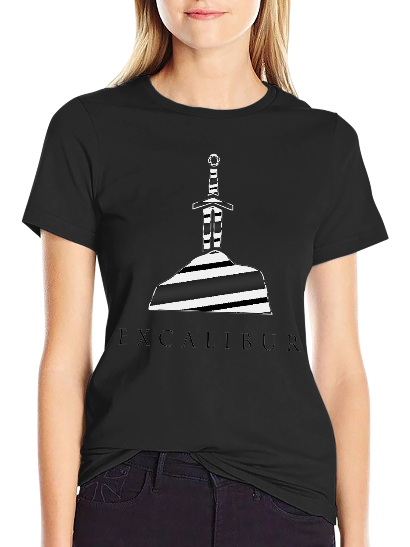 Excalibur Sword in Stone Graphic Tee - Black