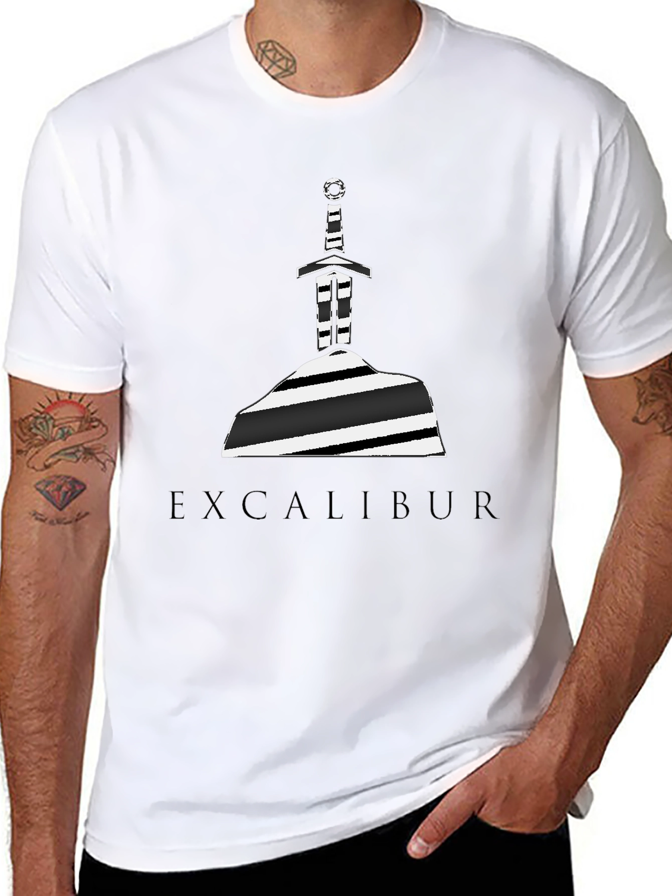 Excalibur Sword in Stone Graphic Tee - Black