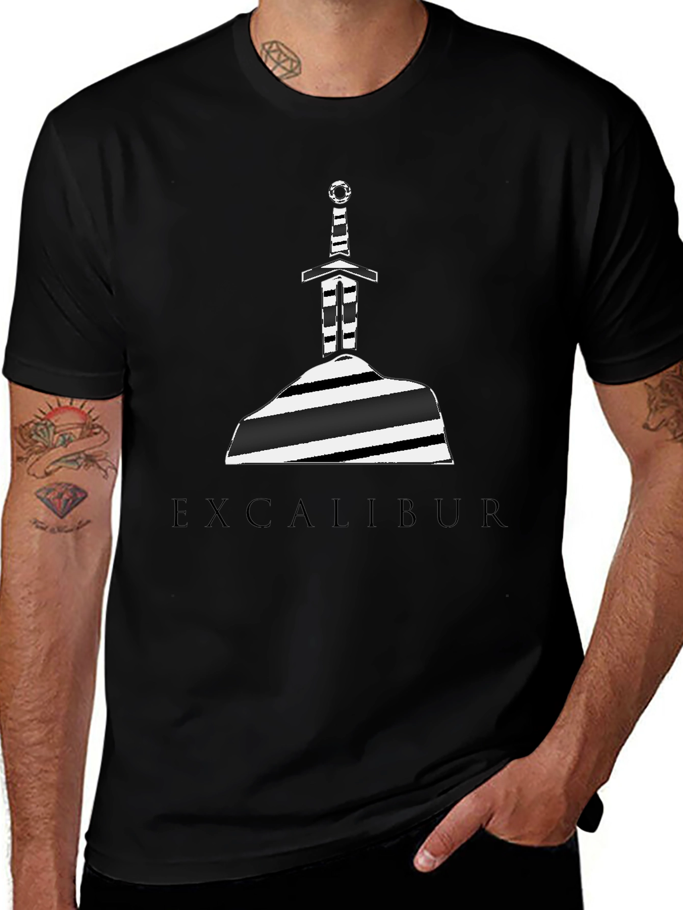 Excalibur Sword in Stone Graphic Tee - Black